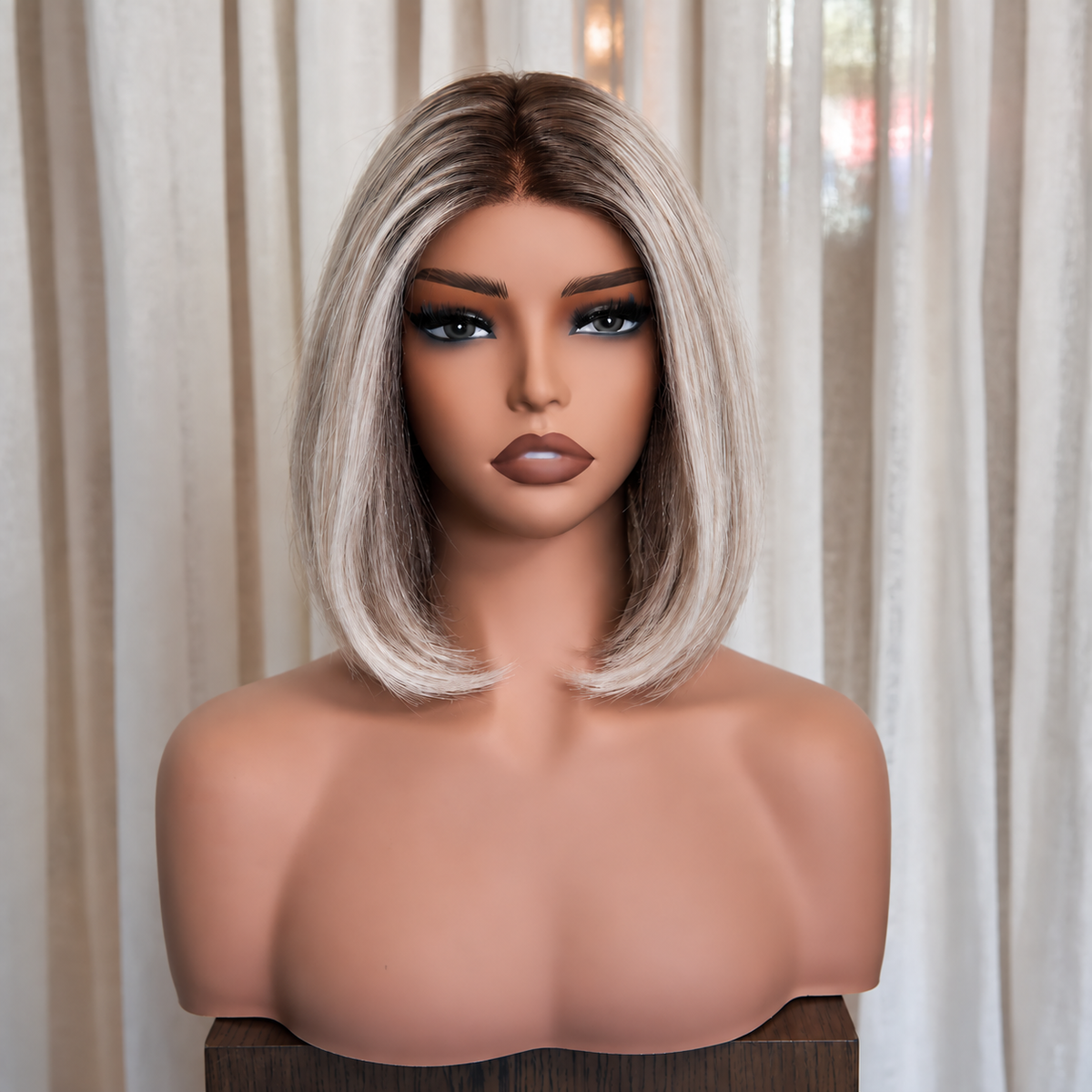 HOLLIS - Rooted Silver Blonde - Mono Top Lace Front Wig
