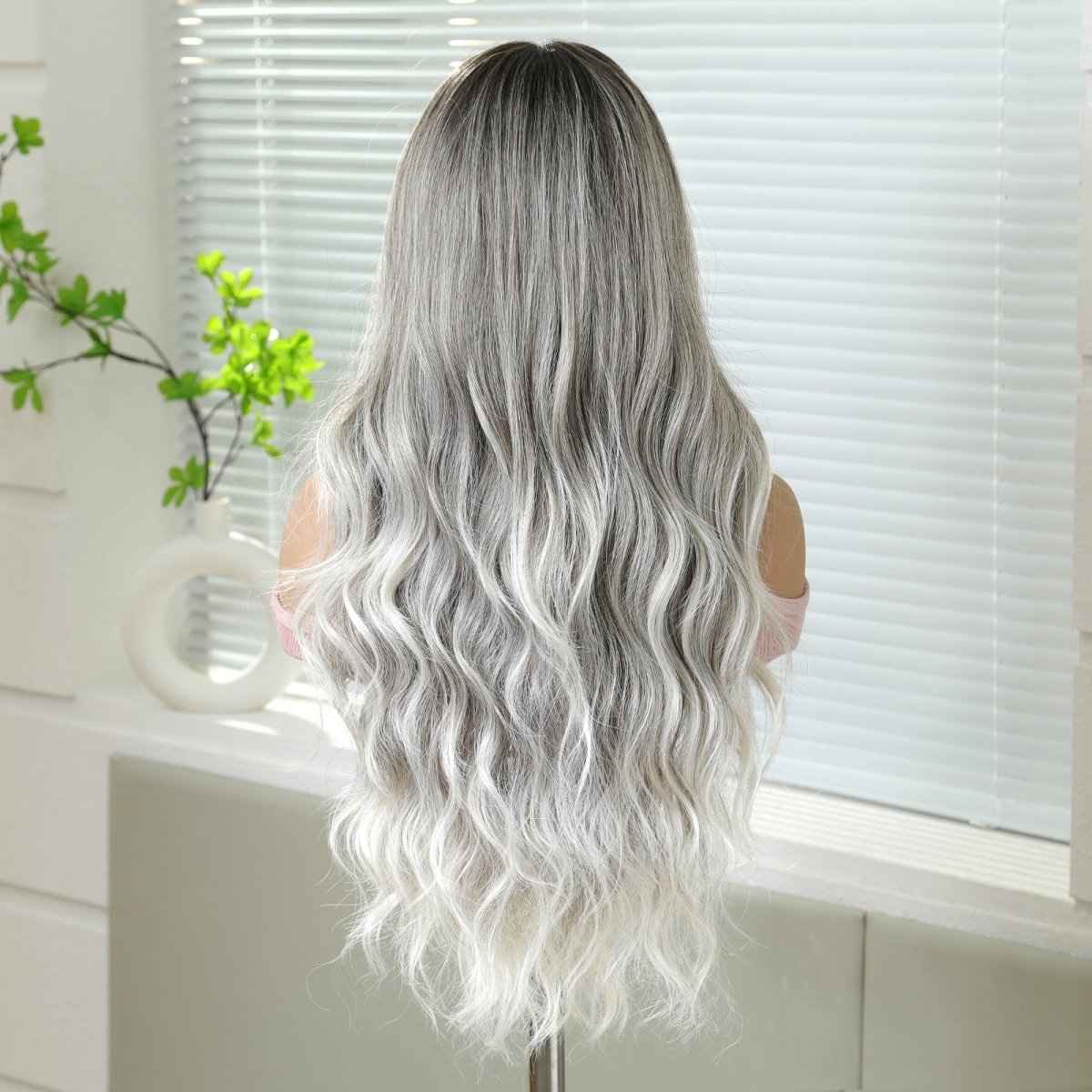 Ash Blonde Ombre Wavy 13x6 Lace Front Wig - MARKETPLACE | Grey, 13x6 Lace Front, Synthetic Hair | Milk & Honey Wigs