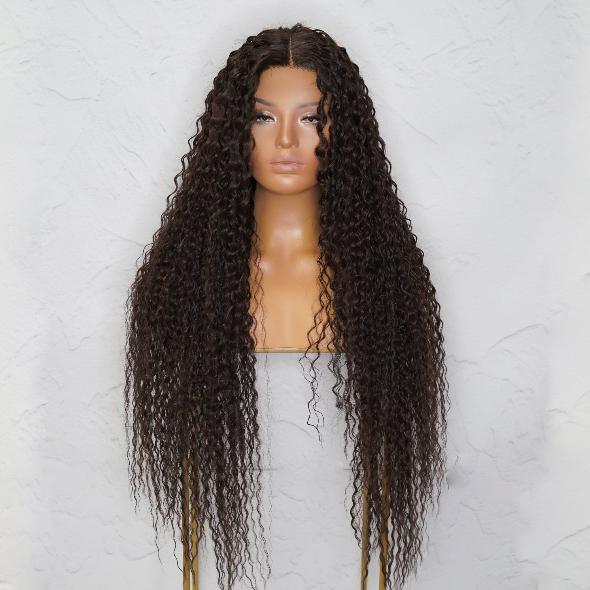 ATHENA - Brown - Lace Front Wig | Brown, 28 Inch+, T-Part Lace Front, Synthetic Hair | Milk & Honey Wigs