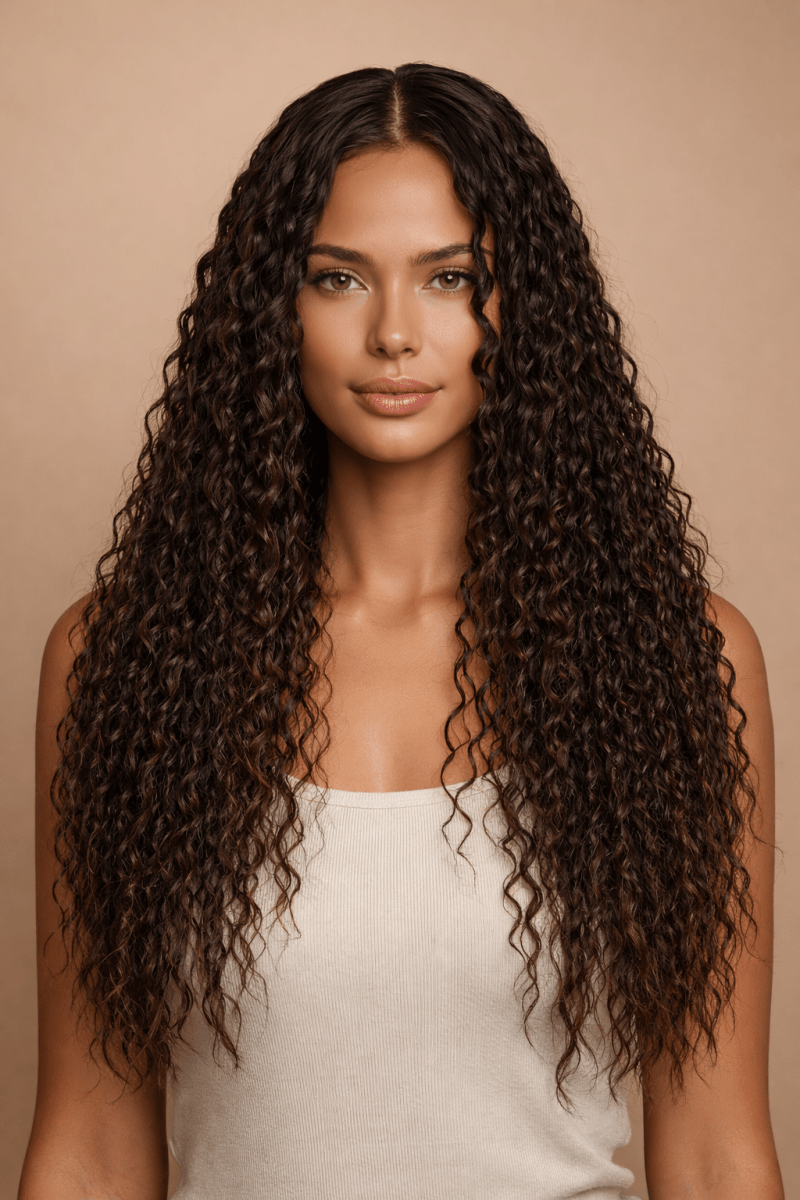 ATHENA - Brown - Lace Front Wig | Brown, 28 Inch+, T-Part Lace Front, Synthetic Hair | Milk & Honey Wigs