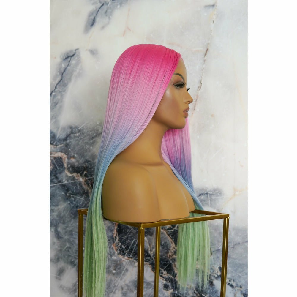 ATLANTIS - Rainbow Ombre - Lace Front Wig | Rainbow, 24 Inch, T-Part Lace Front, Synthetic Hair | Milk & Honey Wigs