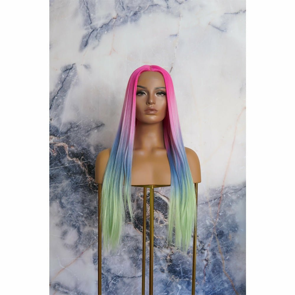 ATLANTIS - Rainbow Ombre - Lace Front Wig | Rainbow, 24 Inch, T-Part Lace Front, Synthetic Hair | Milk & Honey Wigs
