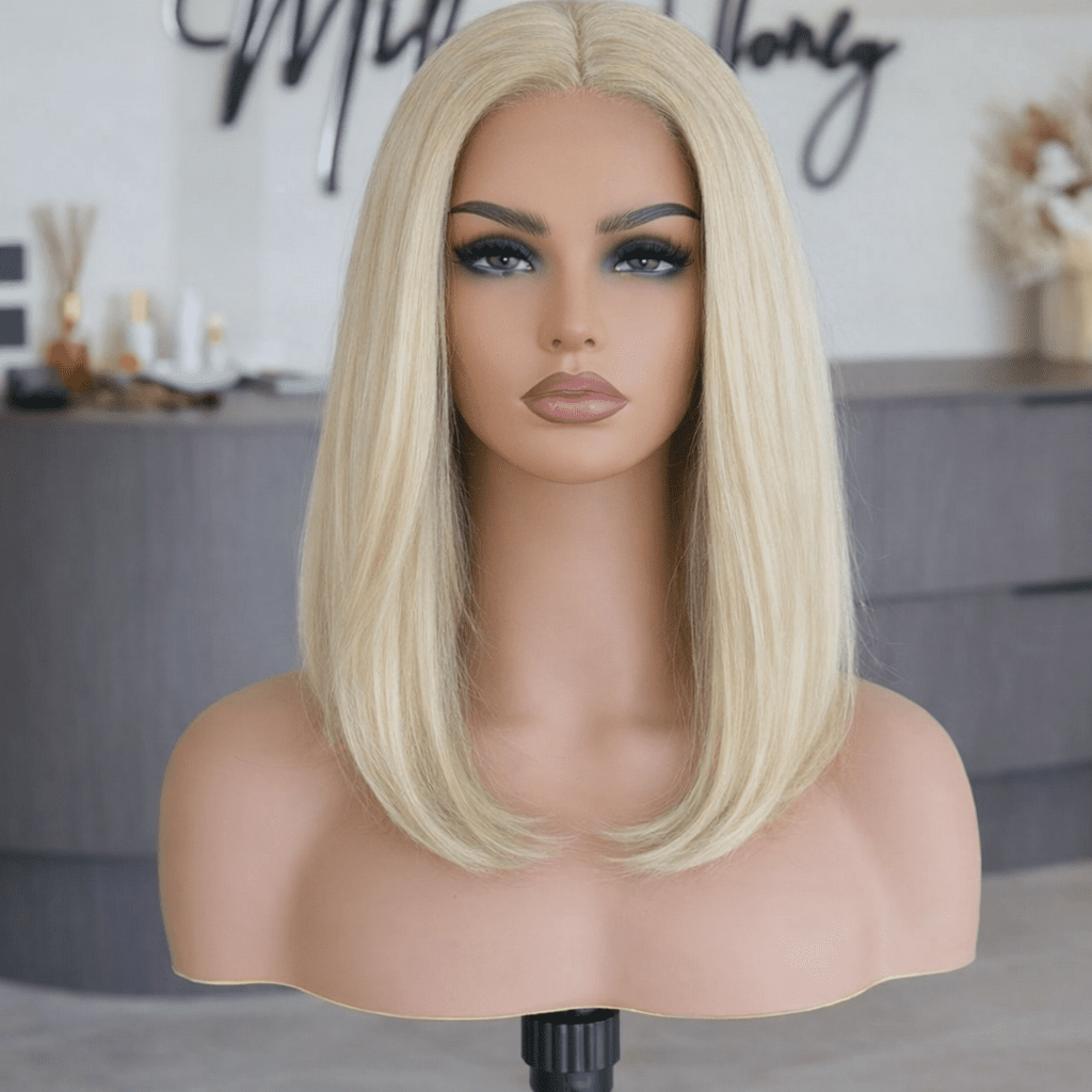 BARBIE blonde synthetic straight bob lace front wig | Milk & Honey Wigs