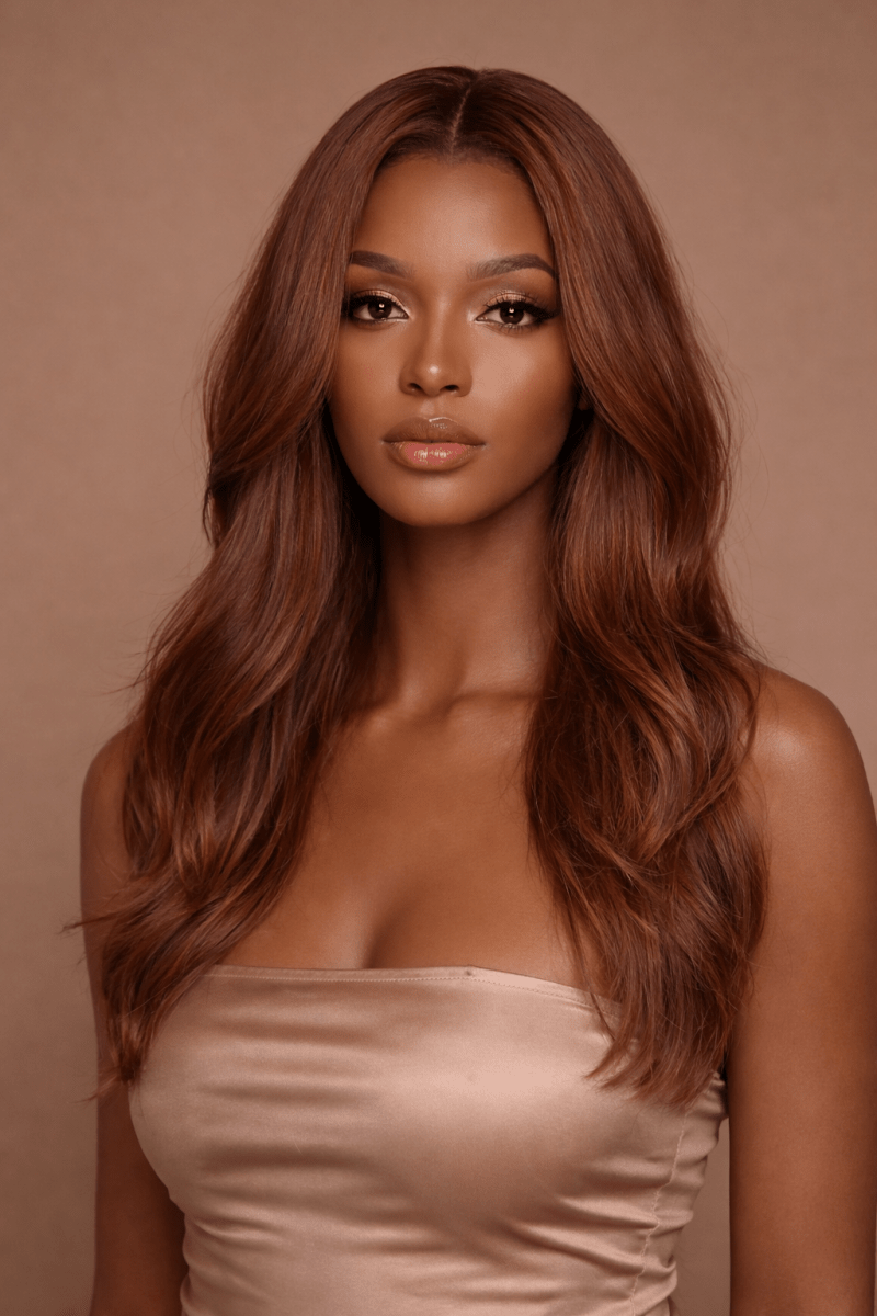 BELAIR - Ombre Brown - Lace Front Wig | Brown, 22 Inch, T-Part Lace Front, Synthetic Hair | Milk & Honey Wigs