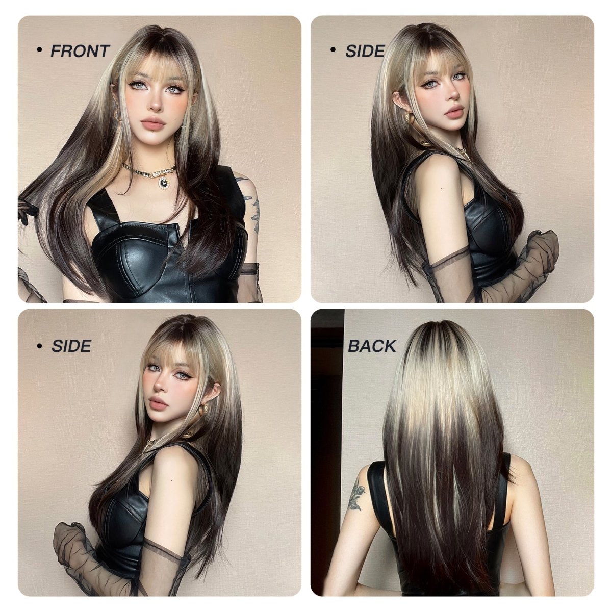 Black and Platinum Blonde Split Wig - MARKETPLACE | Black, Fringe, Synthetic Hair | Milk & Honey Wigs