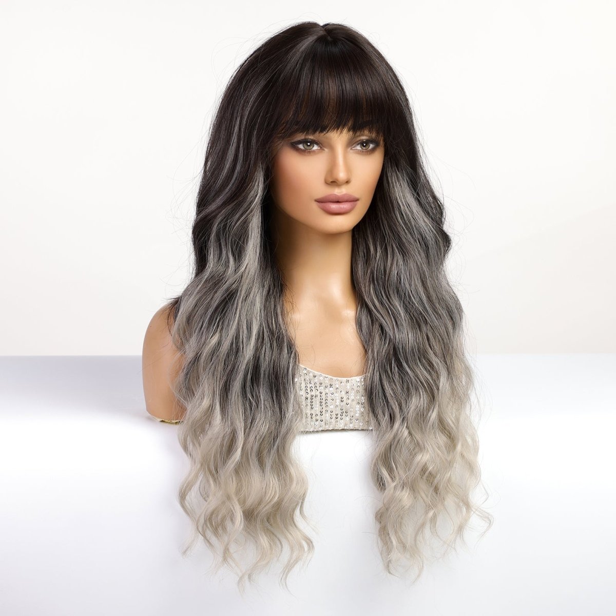 Black to Silver Ombre Wig - MARKETPLACE | Black, Fringe, Synthetic Hair | Milk & Honey Wigs