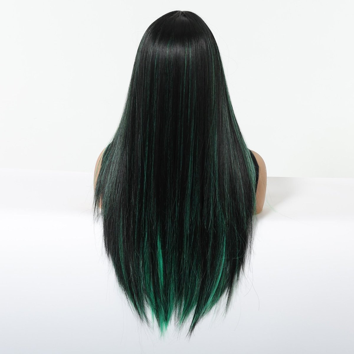 Black Wig with Emerald Green Face-Framing Highlights Wig - MARKETPLACE | Green, Fringe, Synthetic Hair | Milk & Honey Wigs