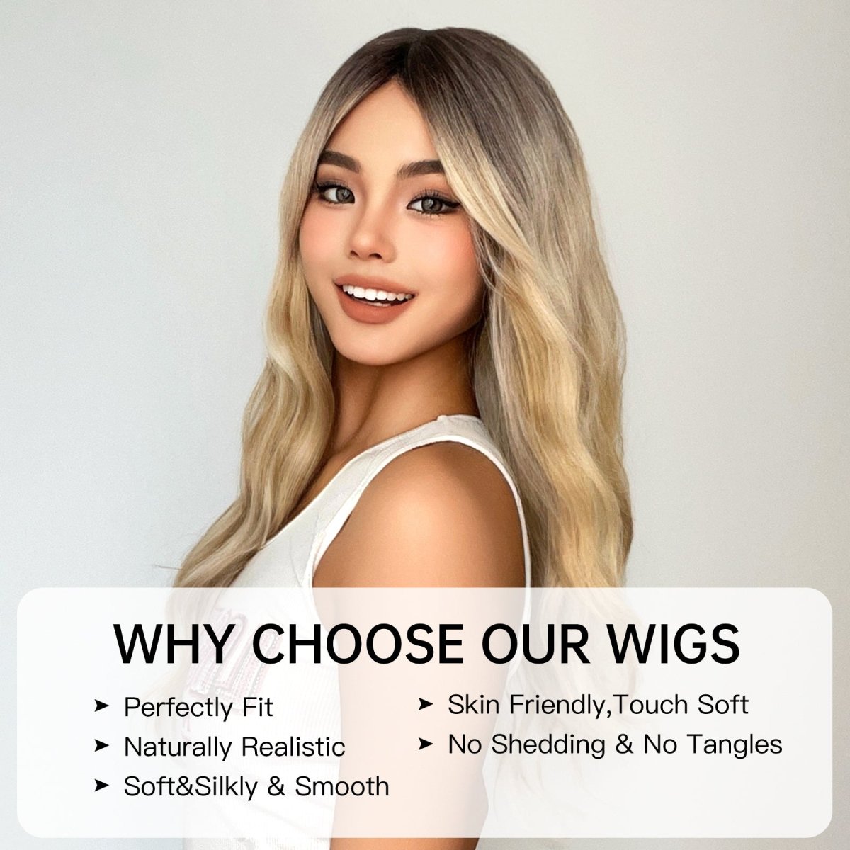 Blonde Ombre Wavy Wig - MARKETPLACE | Blonde, Fringe, Synthetic Hair | Milk & Honey Wigs