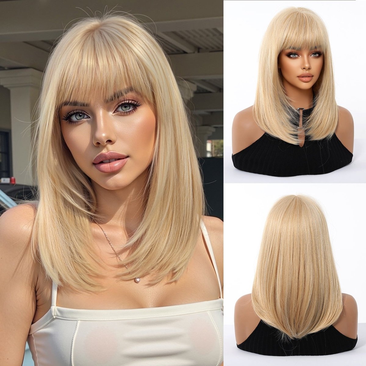 Blonde Straight with Full Fringe Wig- MARKETPLACE | Blonde, Fringe, Synthetic Hair | Milk & Honey Wigs