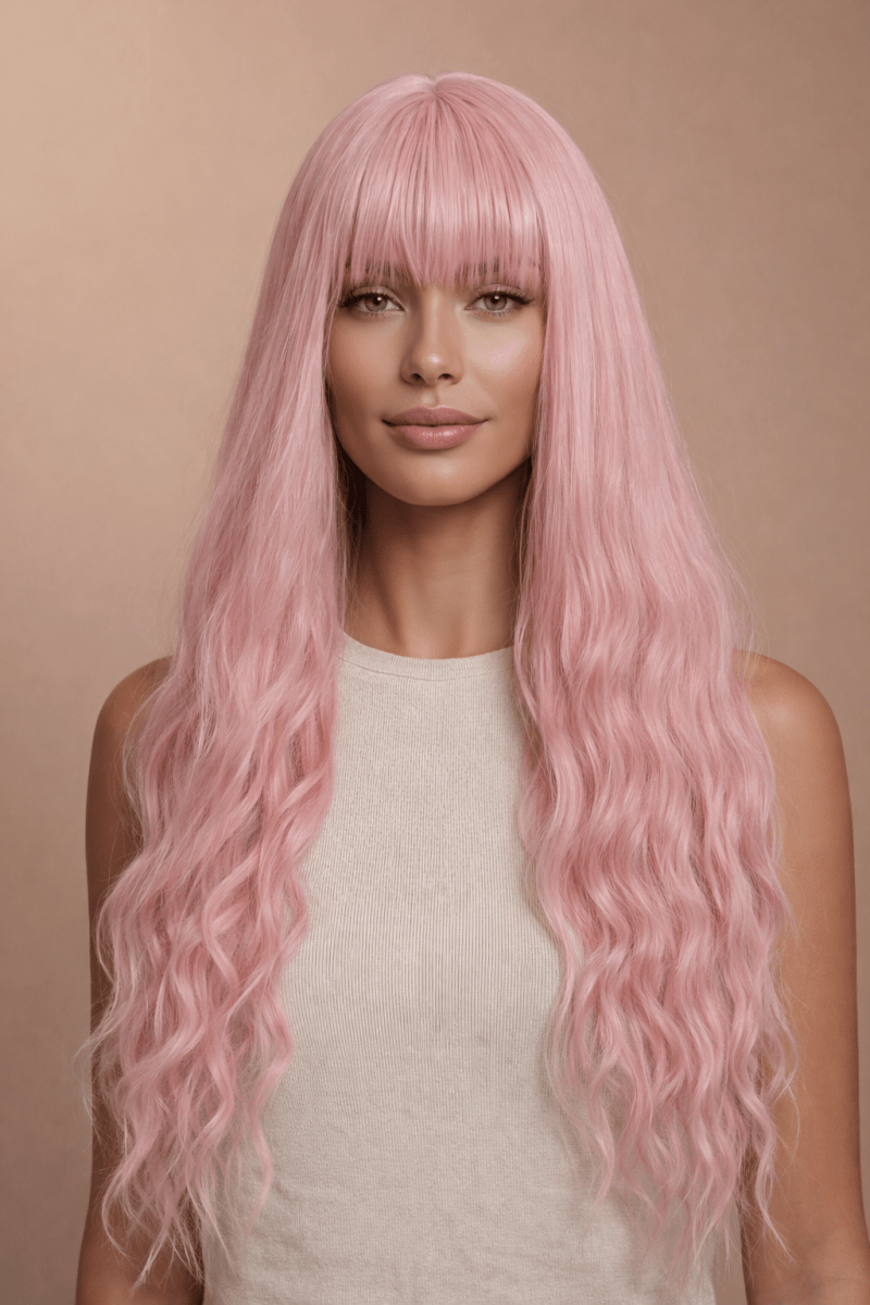 BONNIE - Pink - Fringe Wig | Pink, 22 Inch, Fringe, Synthetic Hair | Milk & Honey Wigs