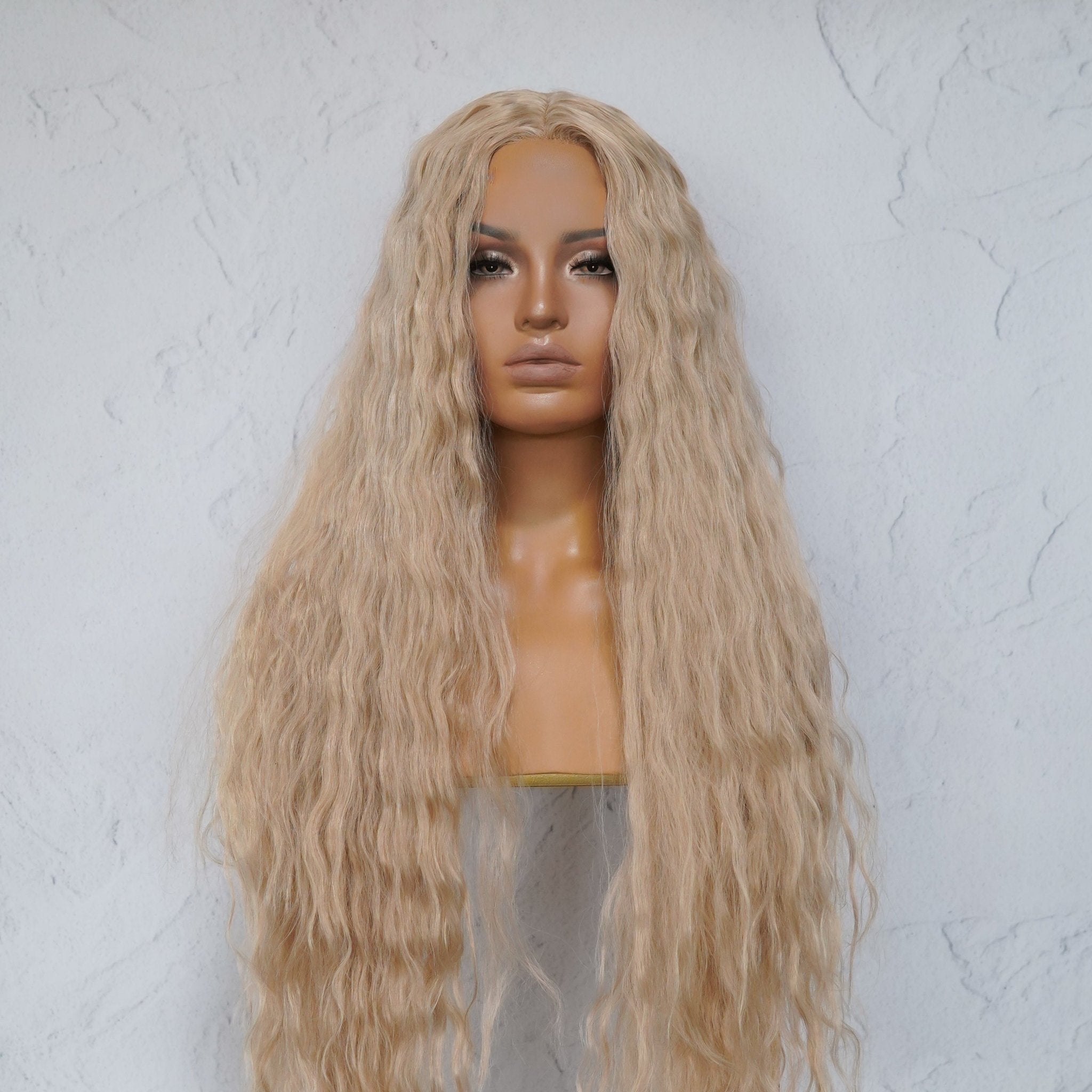 CARDI - Beach Blonde - Lace Front Wig | Blonde, 28 Inch+, T-Part Lace Front, Synthetic Hair | Milk & Honey Wigs