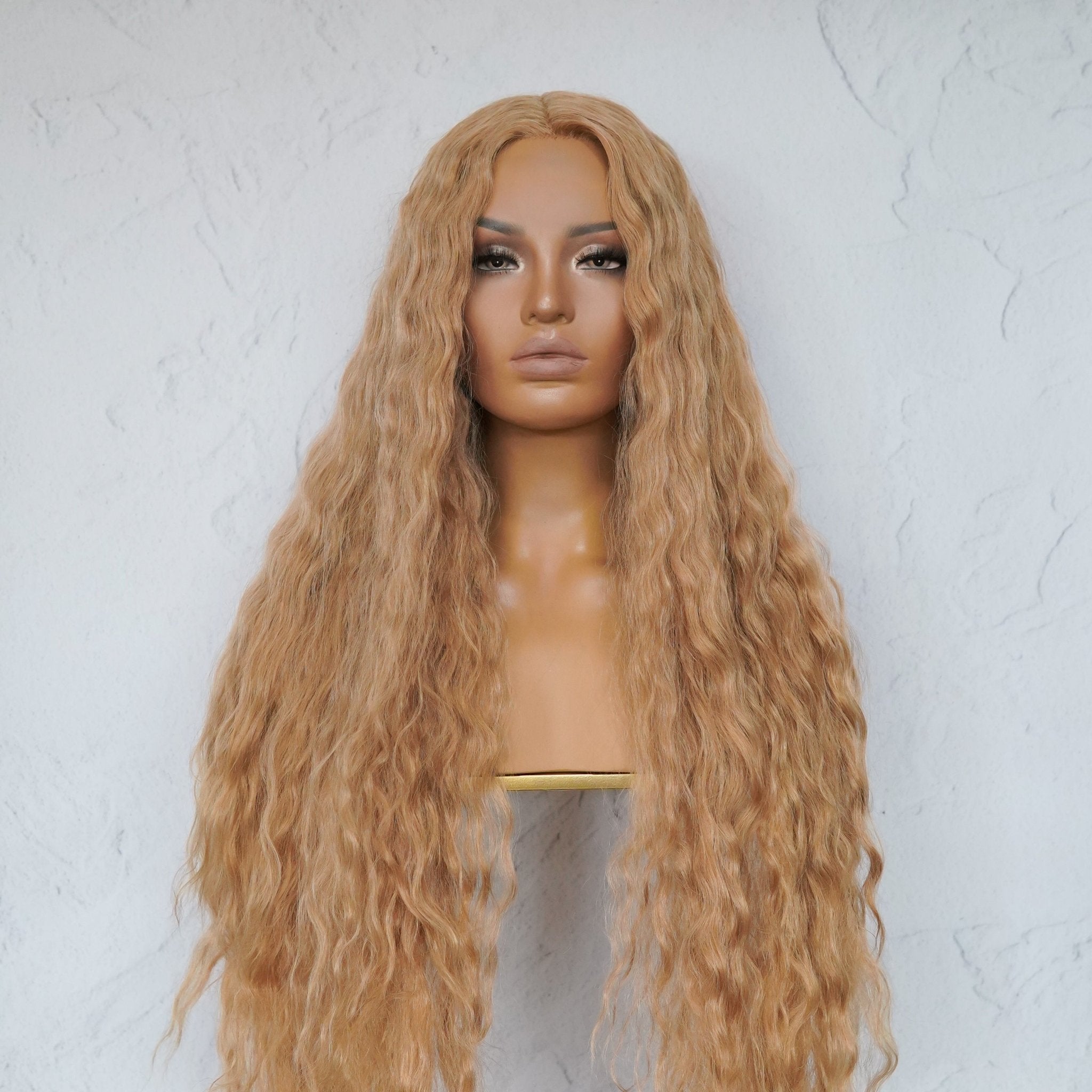 CARDI - Caramel - Lace Front Wig | Blonde, 28 Inch+, T-Part Lace Front, Synthetic Hair | Milk & Honey Wigs