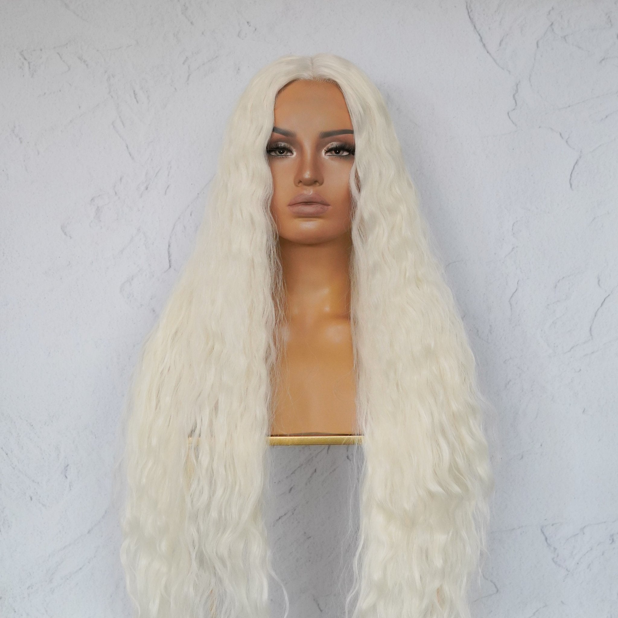 CARDI 40" White Platinum Blonde Lace Front Wig | Milk & Honey Wigs