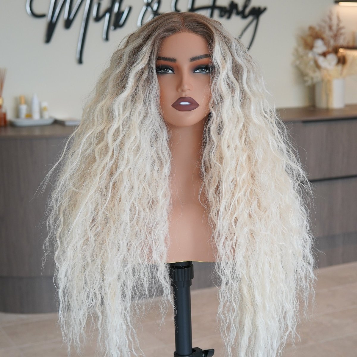 CARLY - Ombre Blonde - Lace Front Wig | Blonde, 26 Inch, T-Part Lace Front, Synthetic Hair | Milk & Honey Wigs