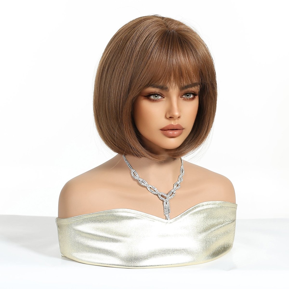 Chestnut Brown Bob with Fringe Wig - MARKETPLACE | Brown, Fringe, Synthetic Hair | Milk & Honey Wigs