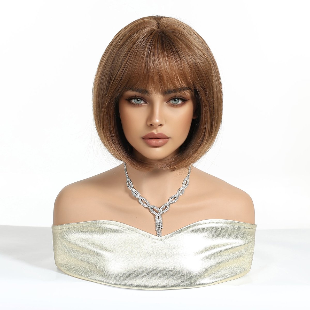 Chestnut Brown Bob with Fringe Wig - MARKETPLACE | Brown, Fringe, Synthetic Hair | Milk & Honey Wigs