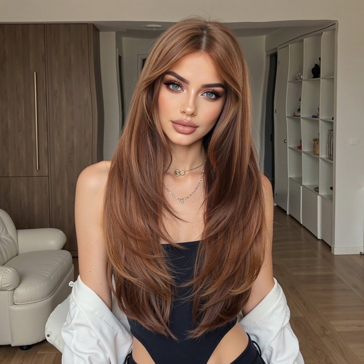Chestnut Brown Layered Wig - MARKETPLACE | Brown, Fringe, Synthetic Hair | Milk & Honey Wigs