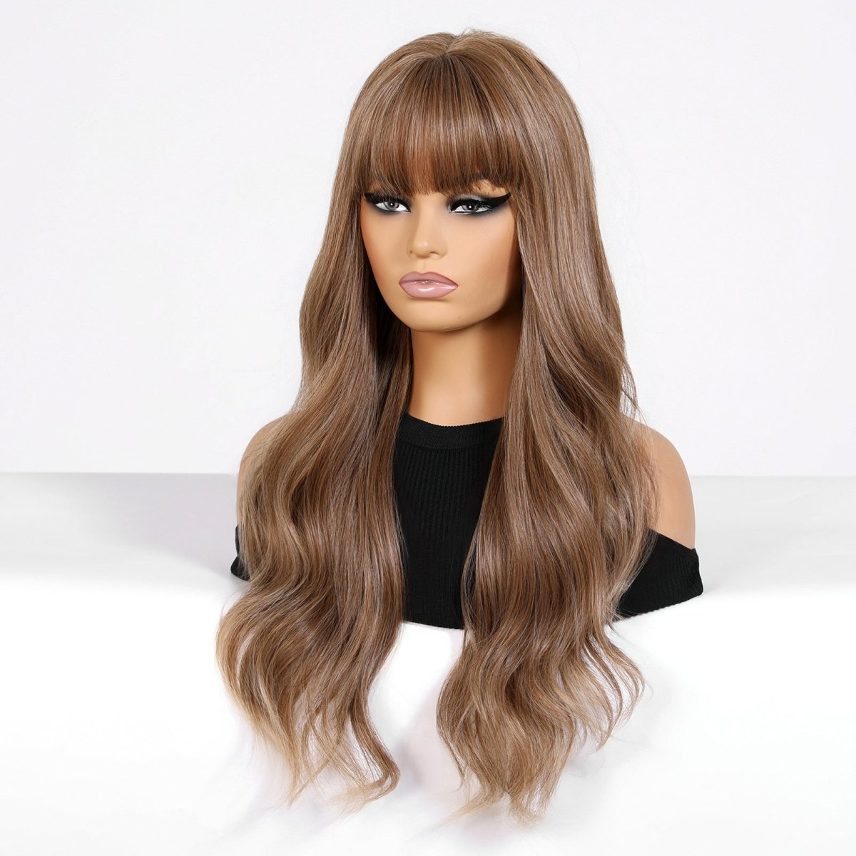 Chestnut Brown Long Wavy Wig- MARKETPLACE | Brown, Fringe, Synthetic Hair | Milk & Honey Wigs