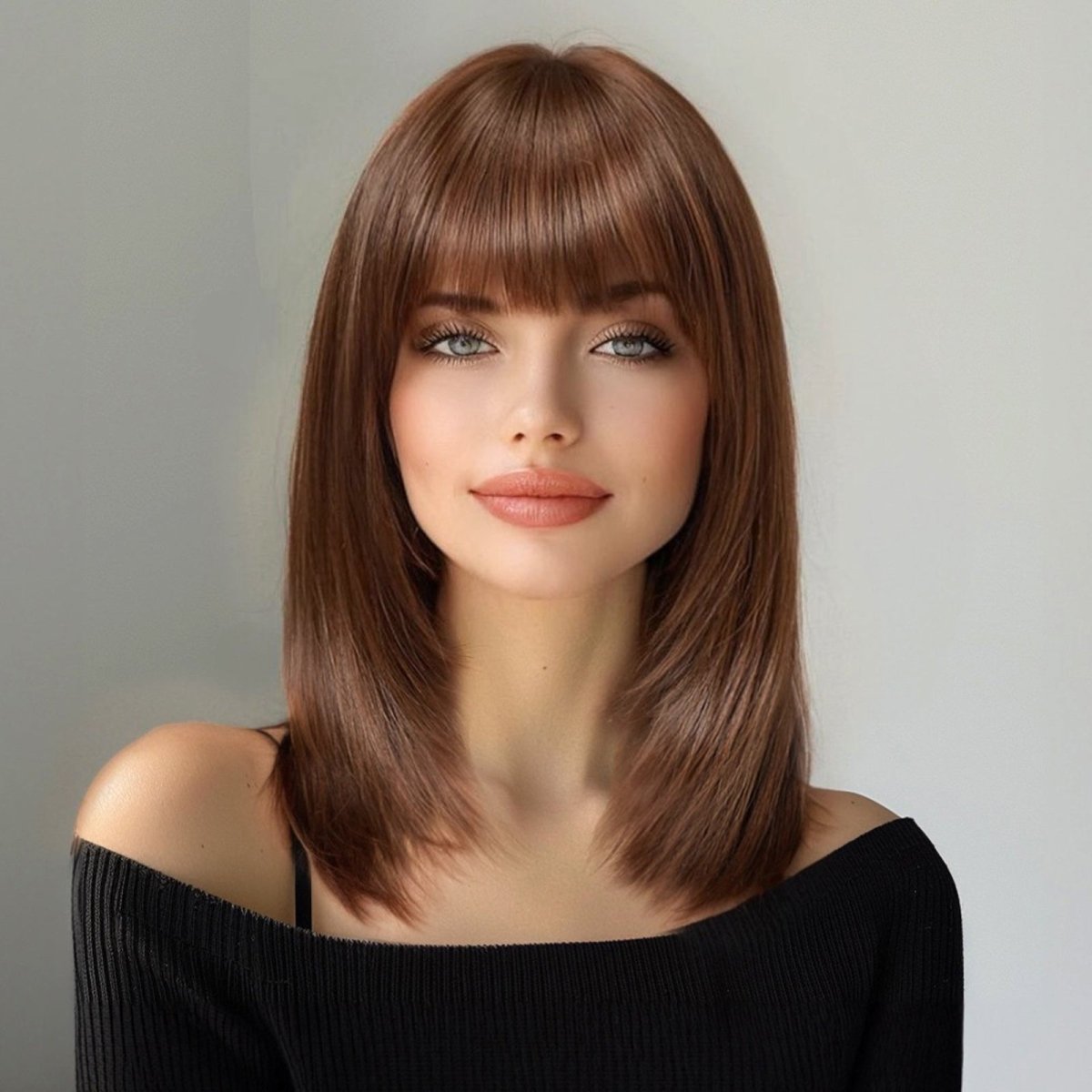 Chestnut Brown Wig- MARKETPLACE | Brown, Fringe, Synthetic Hair | Milk & Honey Wigs