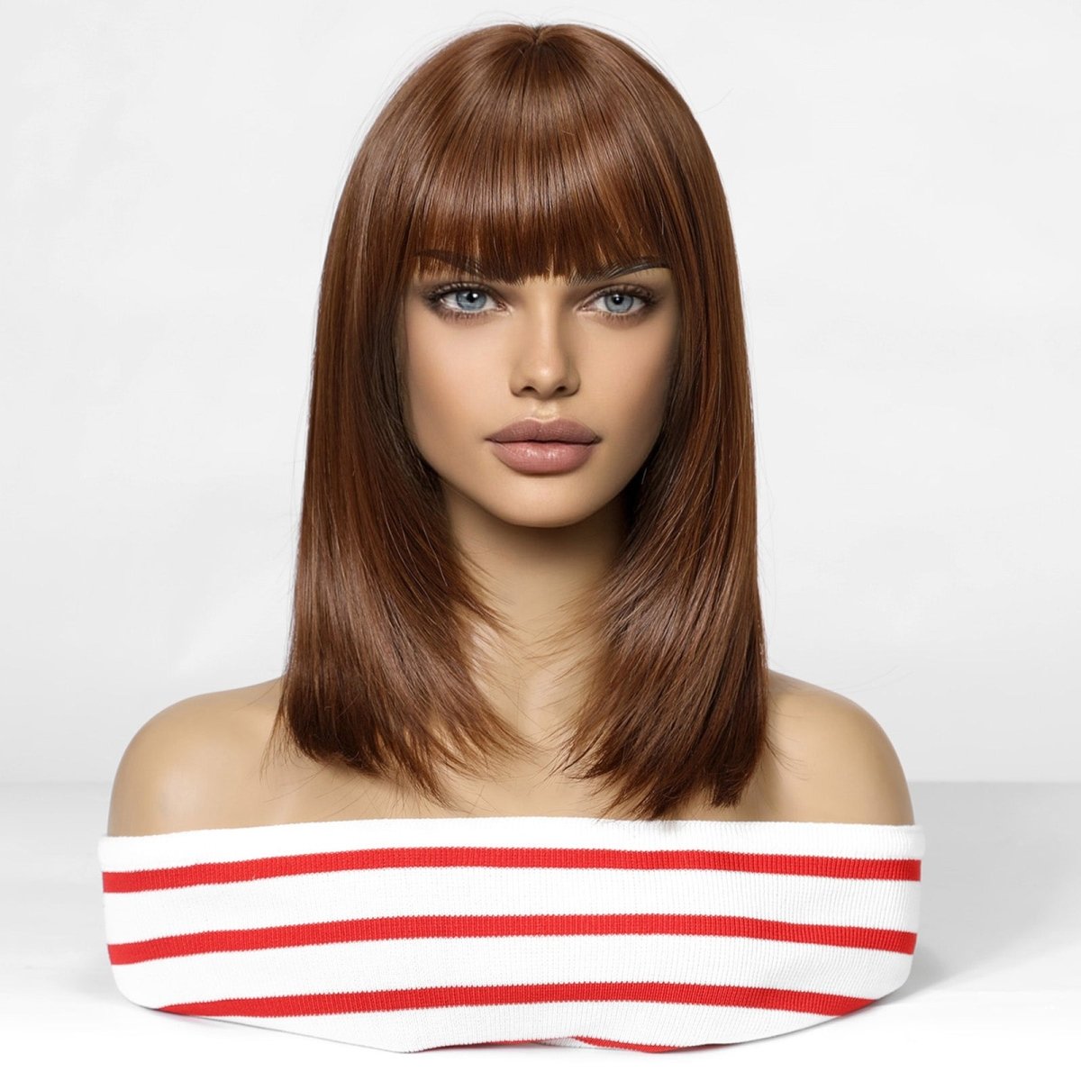 Chestnut Brown Wig- MARKETPLACE | Brown, Fringe, Synthetic Hair | Milk & Honey Wigs