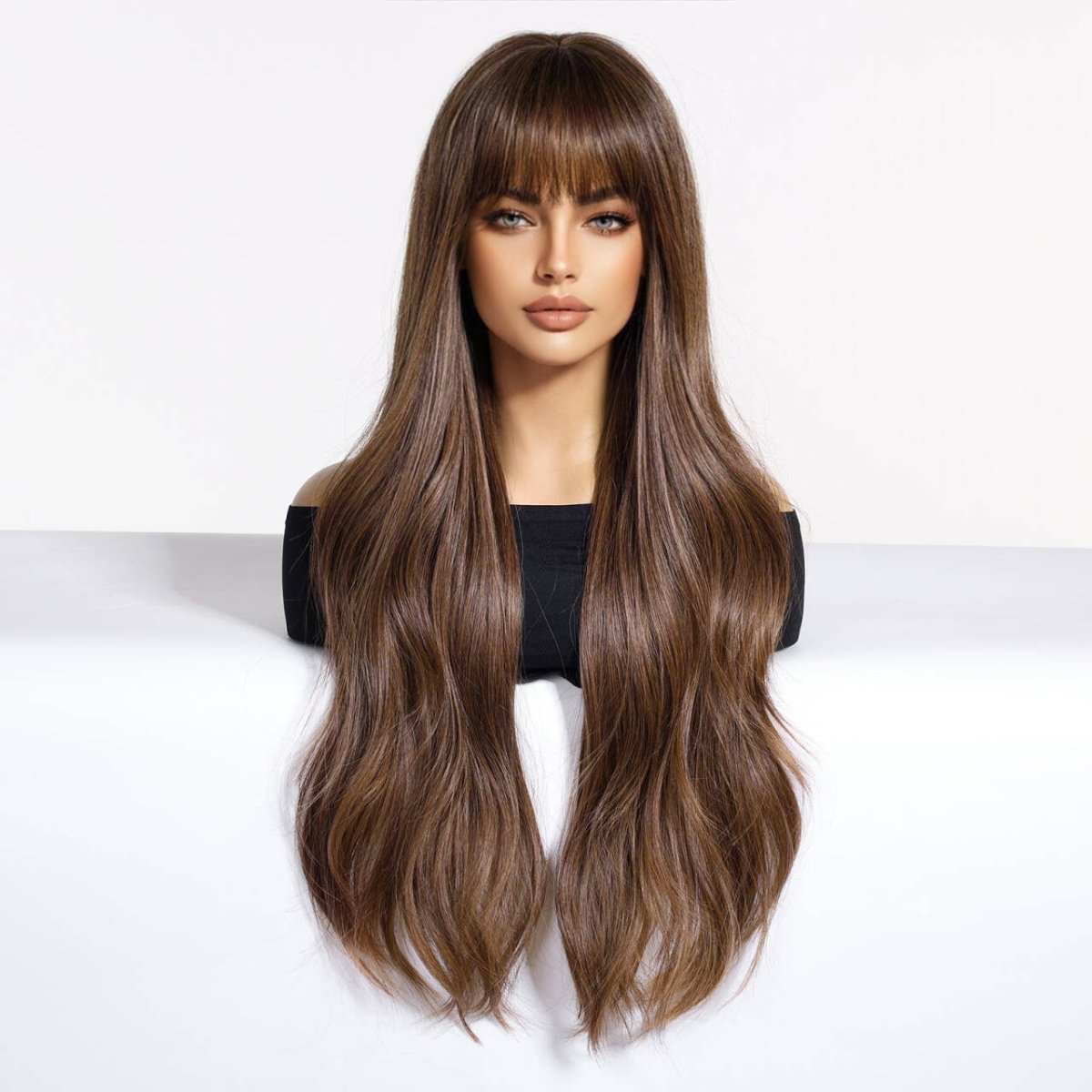 Chestnut Brown with Full Fringe Wig - MARKETPLACE | Brown, Fringe, Synthetic Hair | Milk & Honey Wigs
