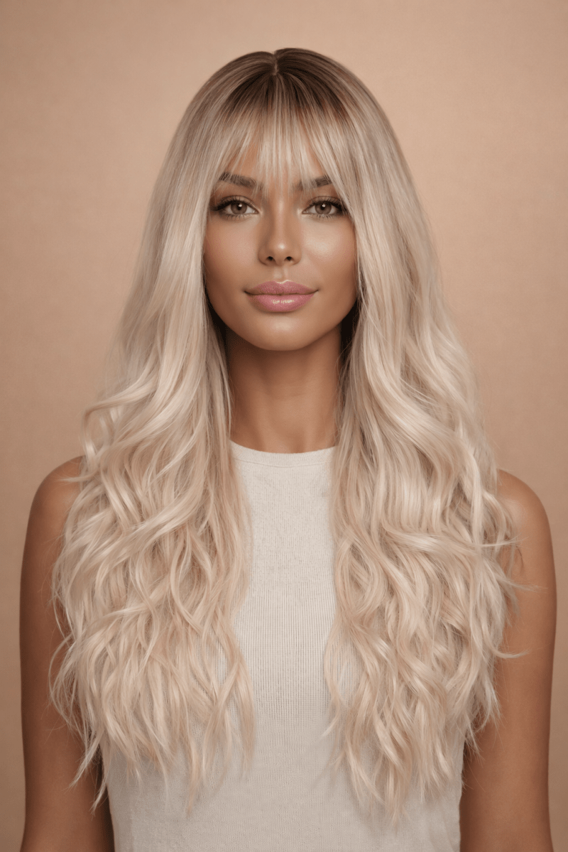 DAISY - Blonde Ombre - Fringe Wig | Blonde, 24 Inch, Fringe, Synthetic Hair | Milk & Honey Wigs