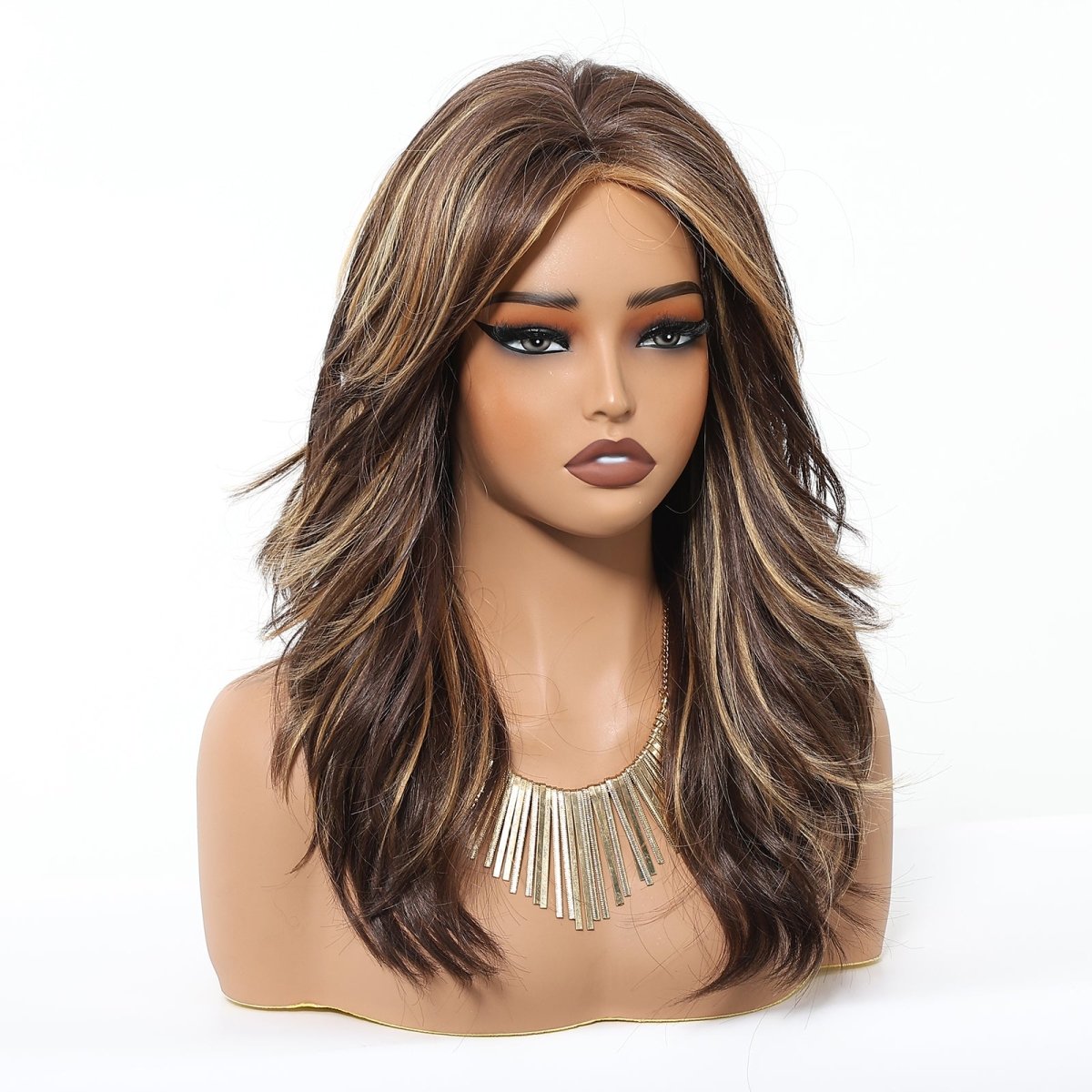 Dark Brown Blonde Highlights Wig - MARKETPLACE | Brown, Fringe, Synthetic Hair | Milk & Honey Wigs