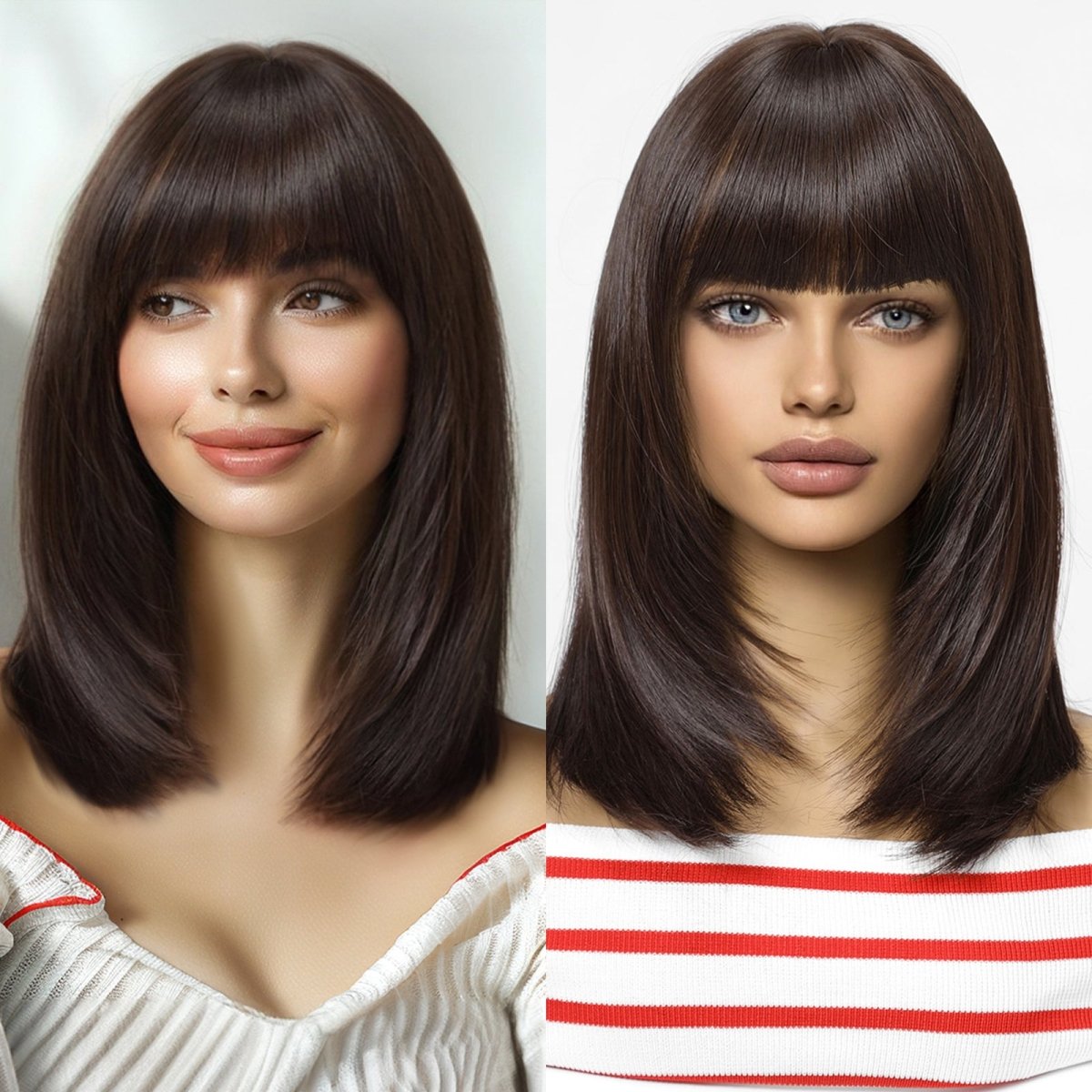 Dark Brown Fringe Wig- MARKETPLACE | Brown, Fringe, Synthetic Hair | Milk & Honey Wigs