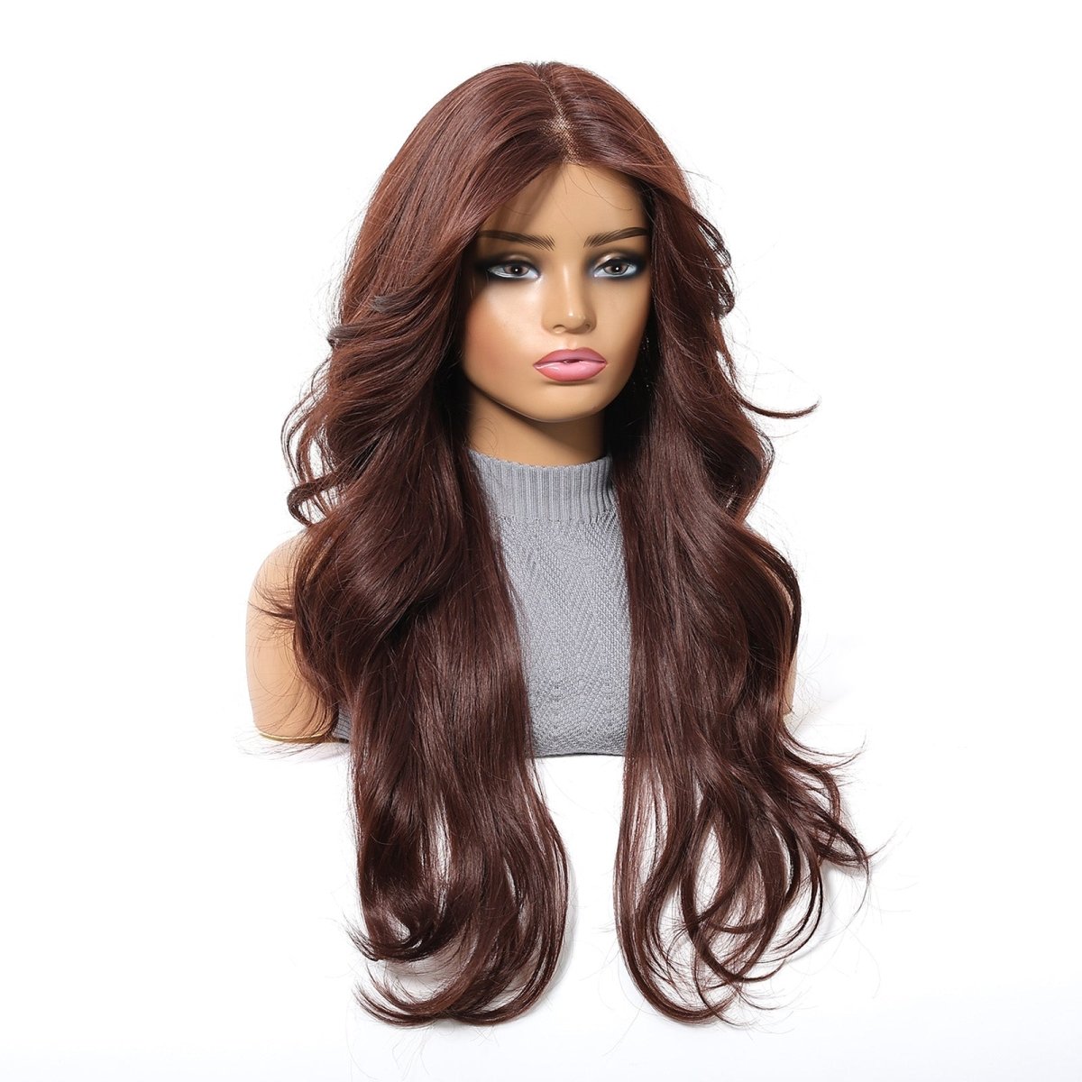 Dark Copper Brown 13x6 Lace Front Wig - MARKETPLACE | Ginger, 13x6 Lace Front, Synthetic Hair | Milk & Honey Wigs
