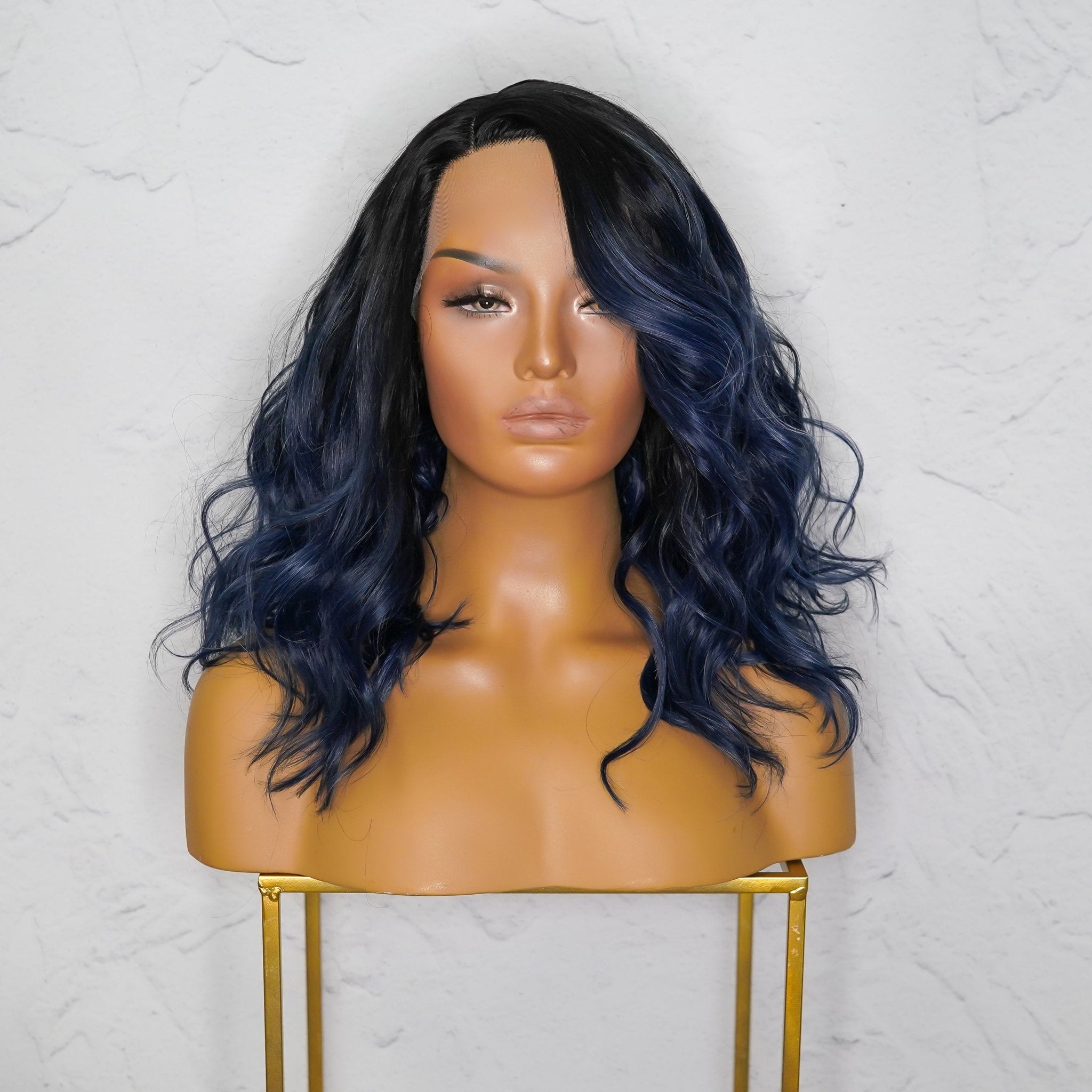 GINA - Blue - Lace Front Wig | Blue, 14 Inch, 13x4 Lace Front, Synthetic Hair | Milk & Honey Wigs