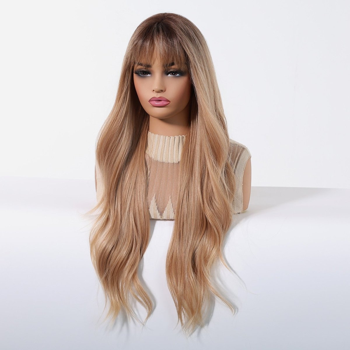 Golden Brown Wig - MARKETPLACE | Brown, Fringe, Synthetic Hair | Milk & Honey Wigs