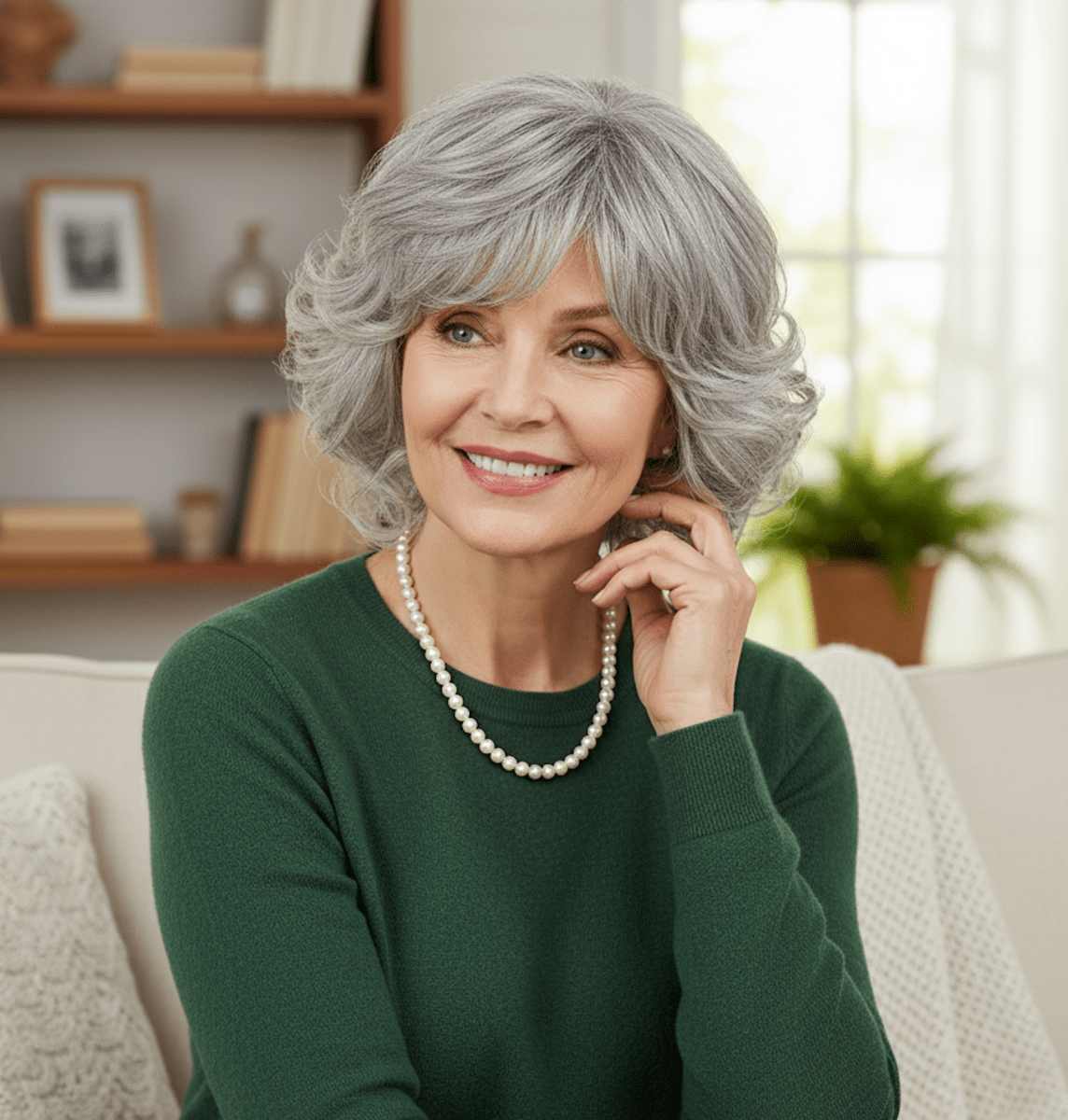 Grey Curl Fringe Wig - MARKETPLACE | Grey, Fringe, Synthetic Hair | Milk & Honey Wigs