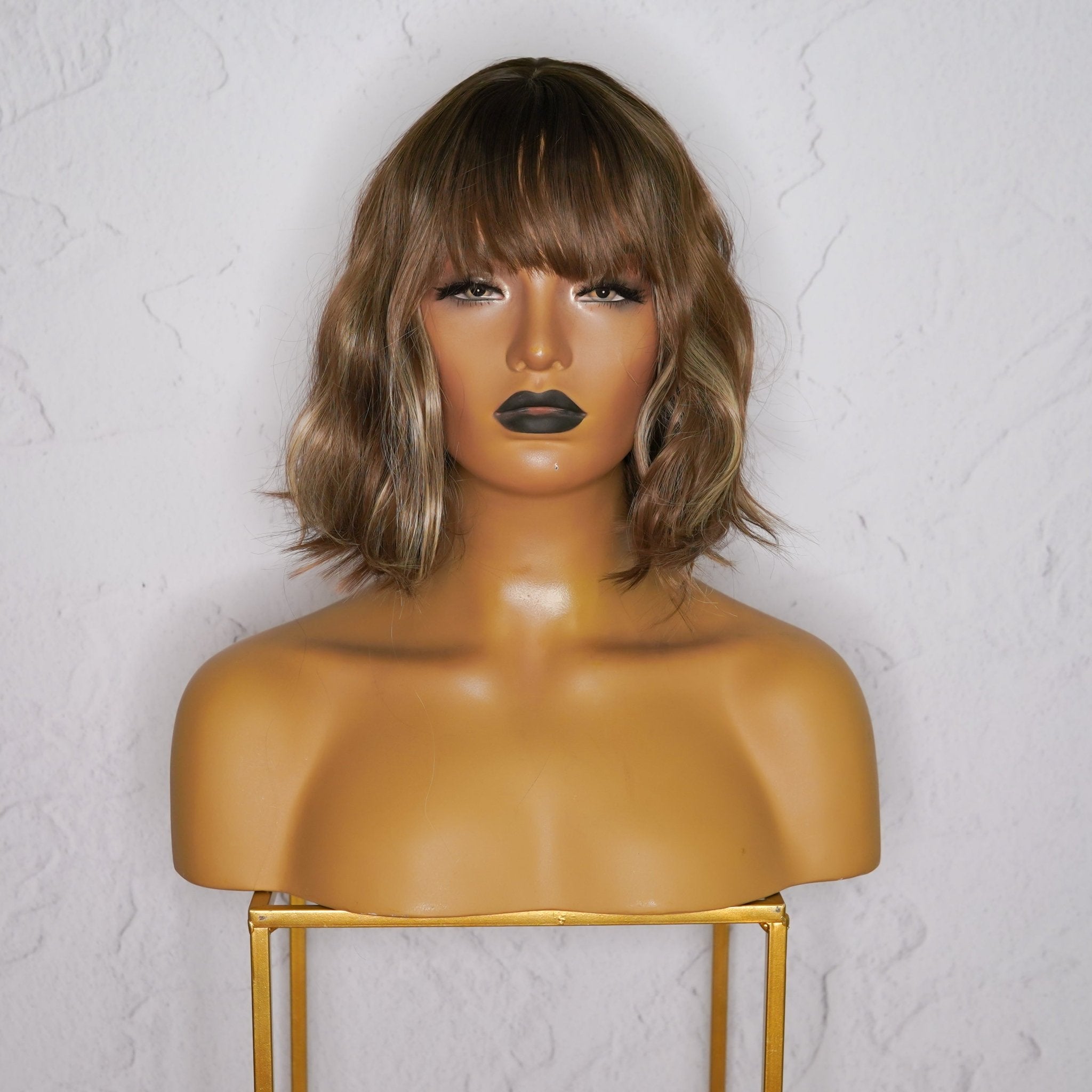 HARLOW - Brown Highlight - Fringe Wig | Brown, 12 Inch & Shorter, Fringe, Synthetic Hair | Milk & Honey Wigs