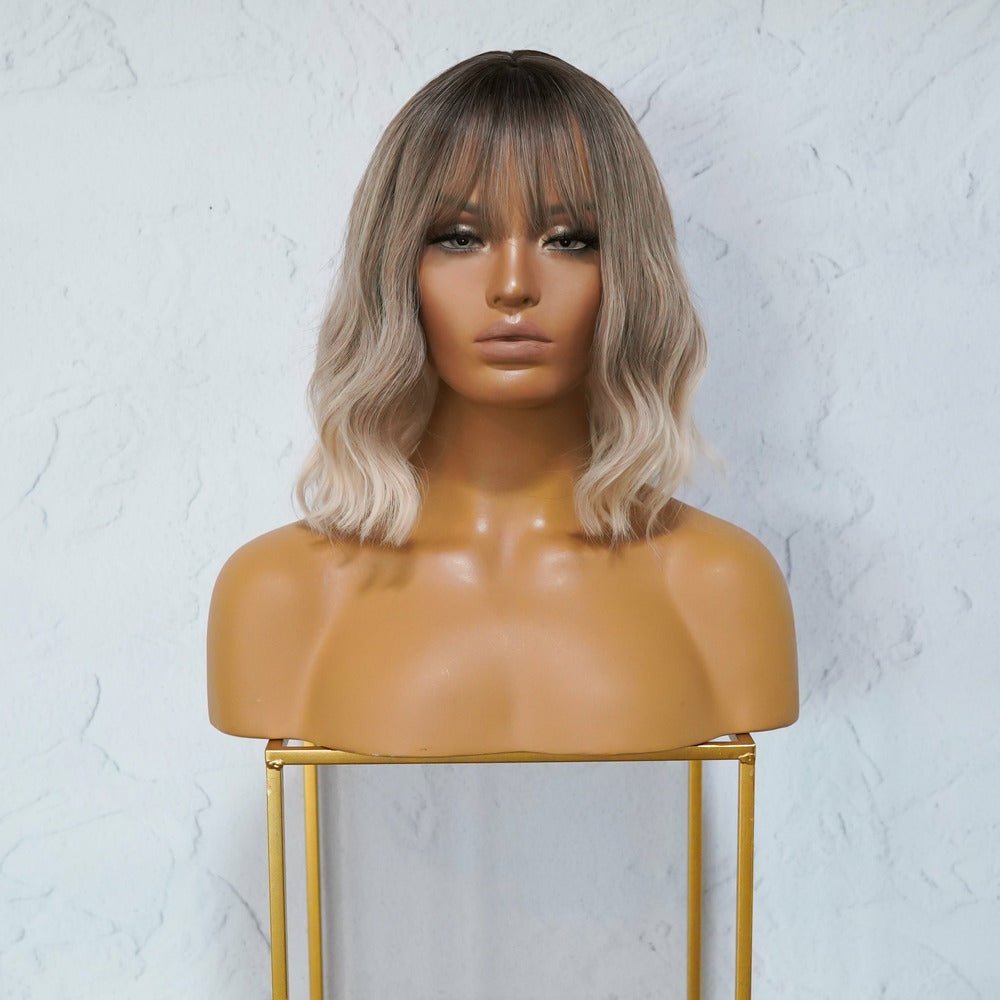 HAYLEY ombre three tone synthetic wavy bob fringe wig | Milk & Honey Wigs