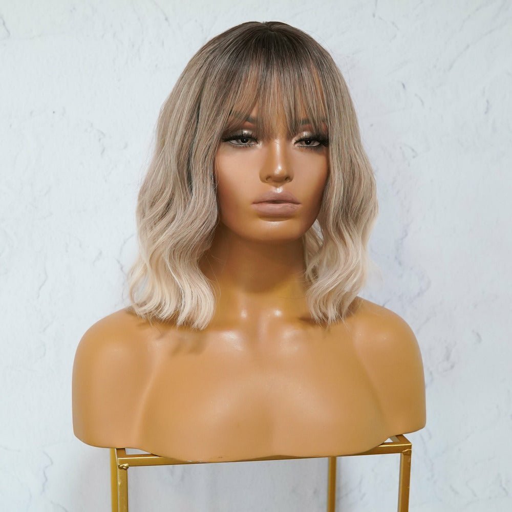 HAYLEY ombre three tone synthetic wavy bob fringe wig | Milk & Honey Wigs