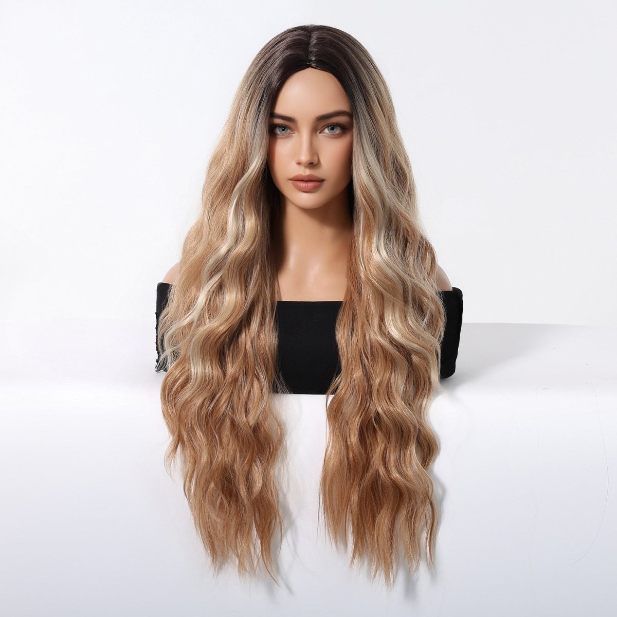 Honey Blonde with Dark Roots Wig - MARKETPLACE | Blonde, Fringe, Synthetic Hair | Milk & Honey Wigs