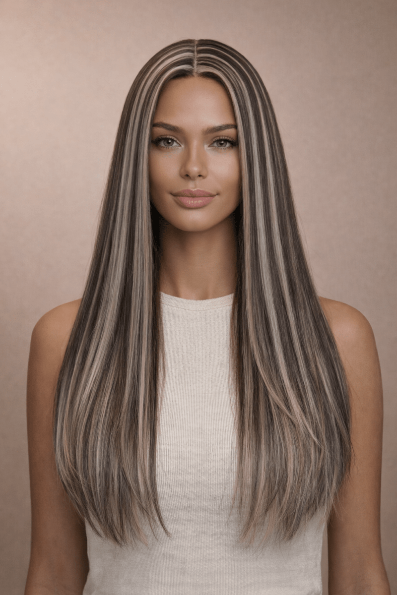 IMOGEN - Ash Lace - Front Wig | Brown, 24 Inch, T-Part Lace Front, Synthetic Hair | Milk & Honey Wigs