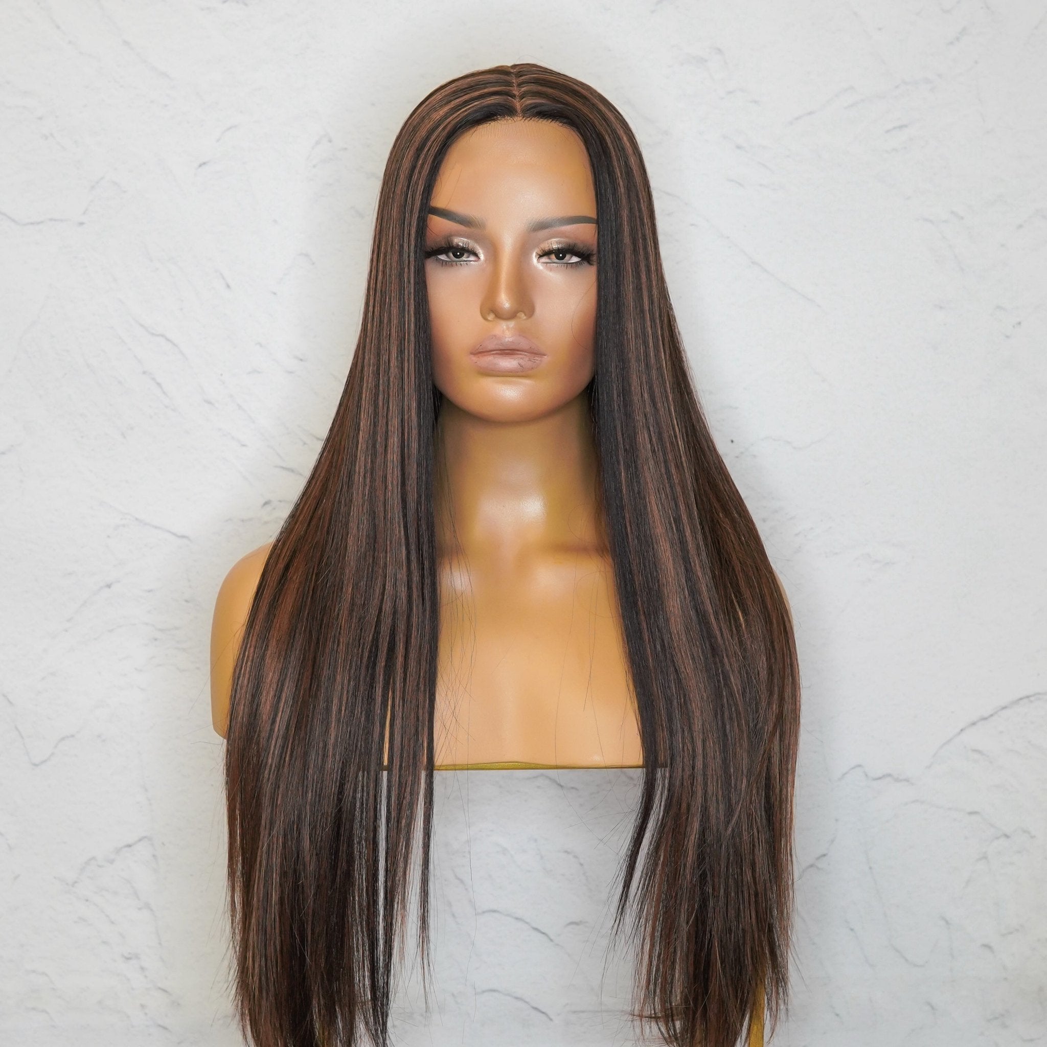 IMOGEN - Chocolate - Lace Front Wig | Brown, 24 Inch, T-Part Lace Front, Synthetic Hair | Milk & Honey Wigs