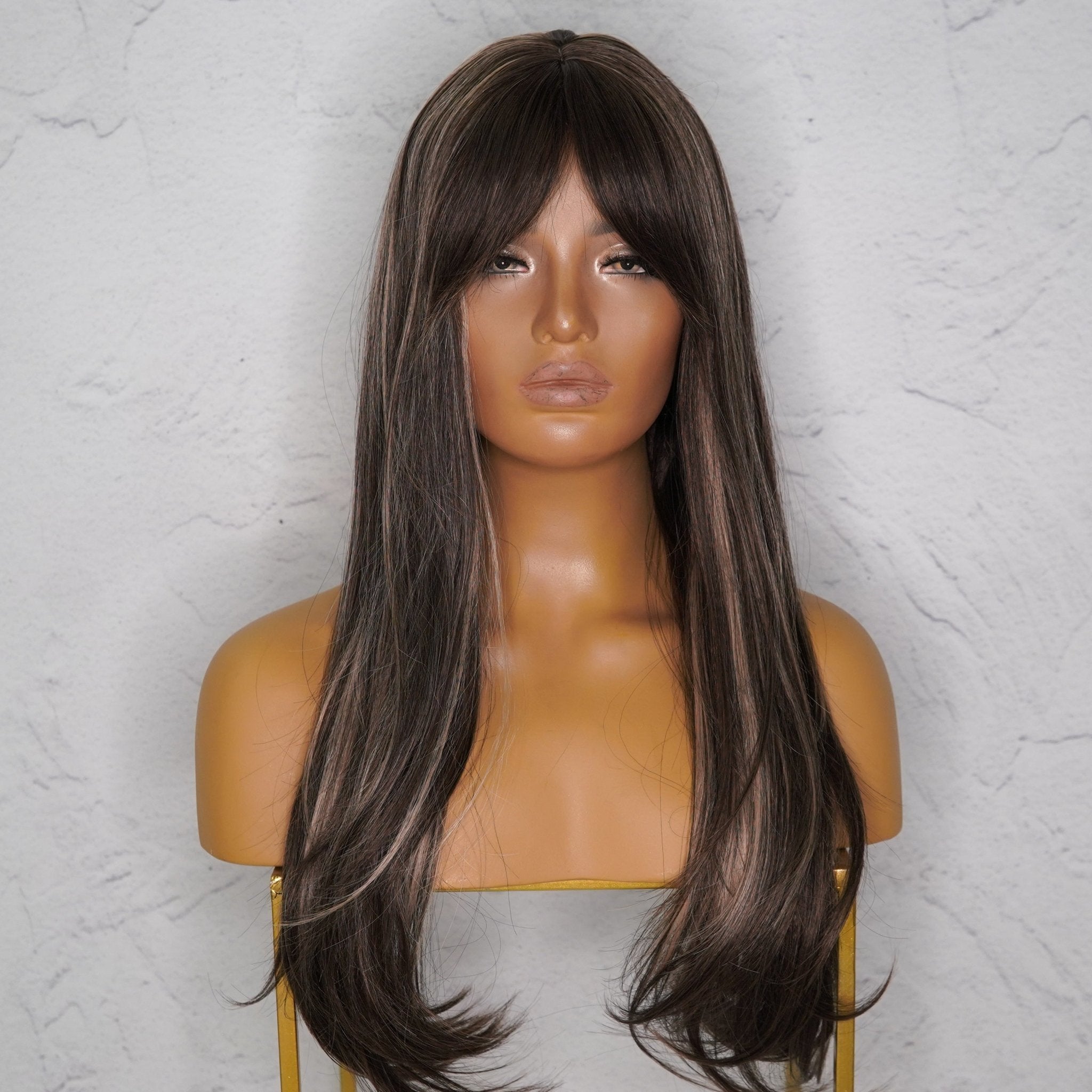 IVY - Brown Ombre - Fringe Wig | Brown, 22 Inch, Fringe, Synthetic Hair | Milk & Honey Wigs