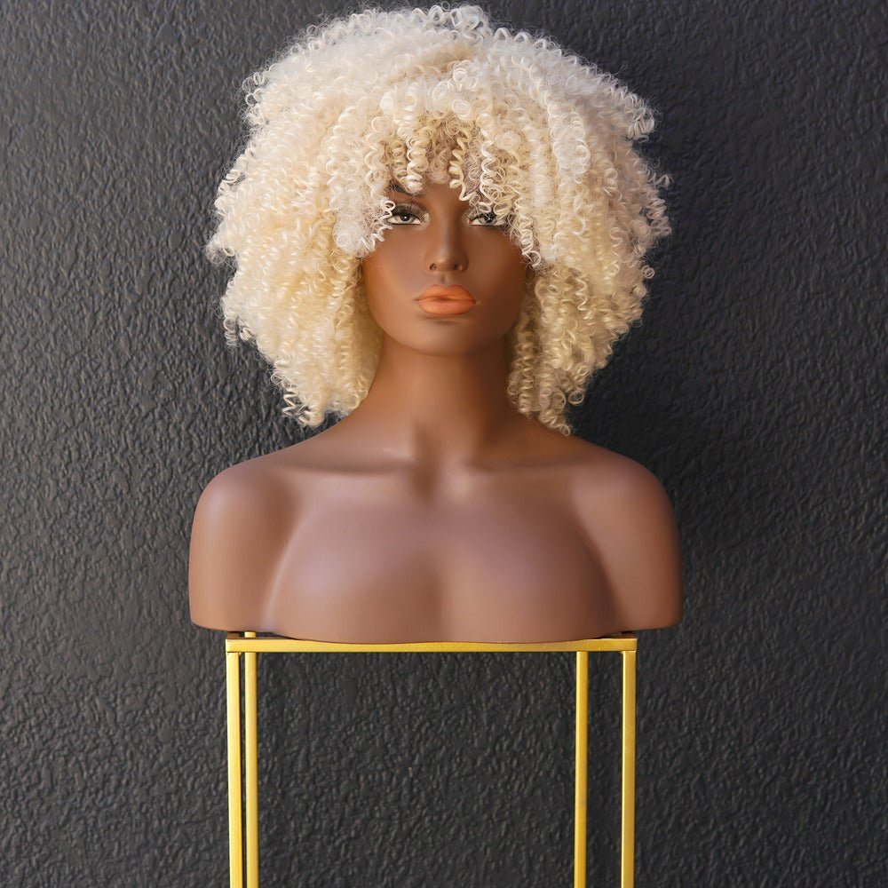 JAYDA - Blonde - Afro Curl Wig | Blonde, 14 Inch, Fringe, Synthetic Hair | Milk & Honey Wigs