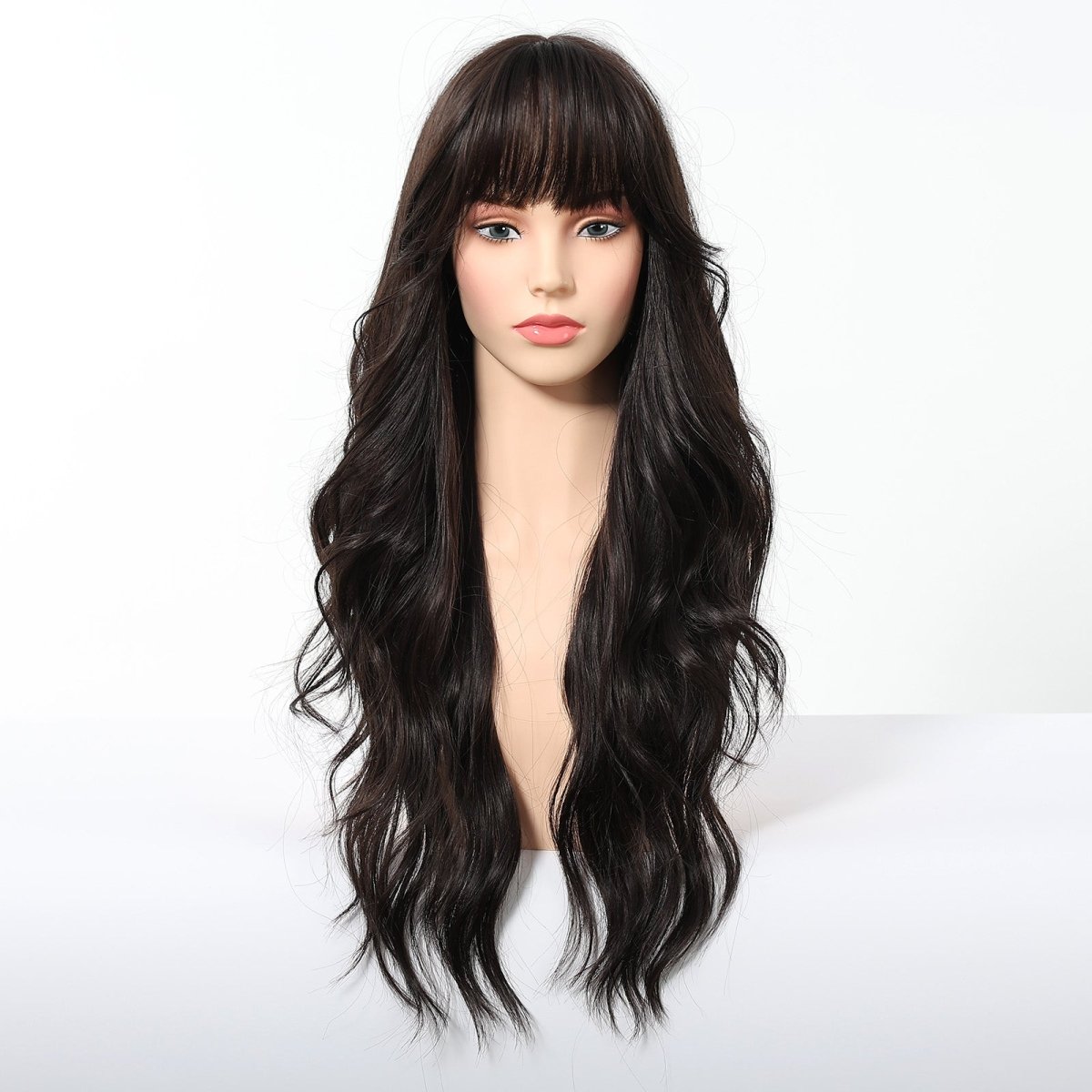 Jet Black Wavy with Full Fringe Wig - MARKETPLACE | Black, Fringe, Synthetic Hair | Milk & Honey Wigs