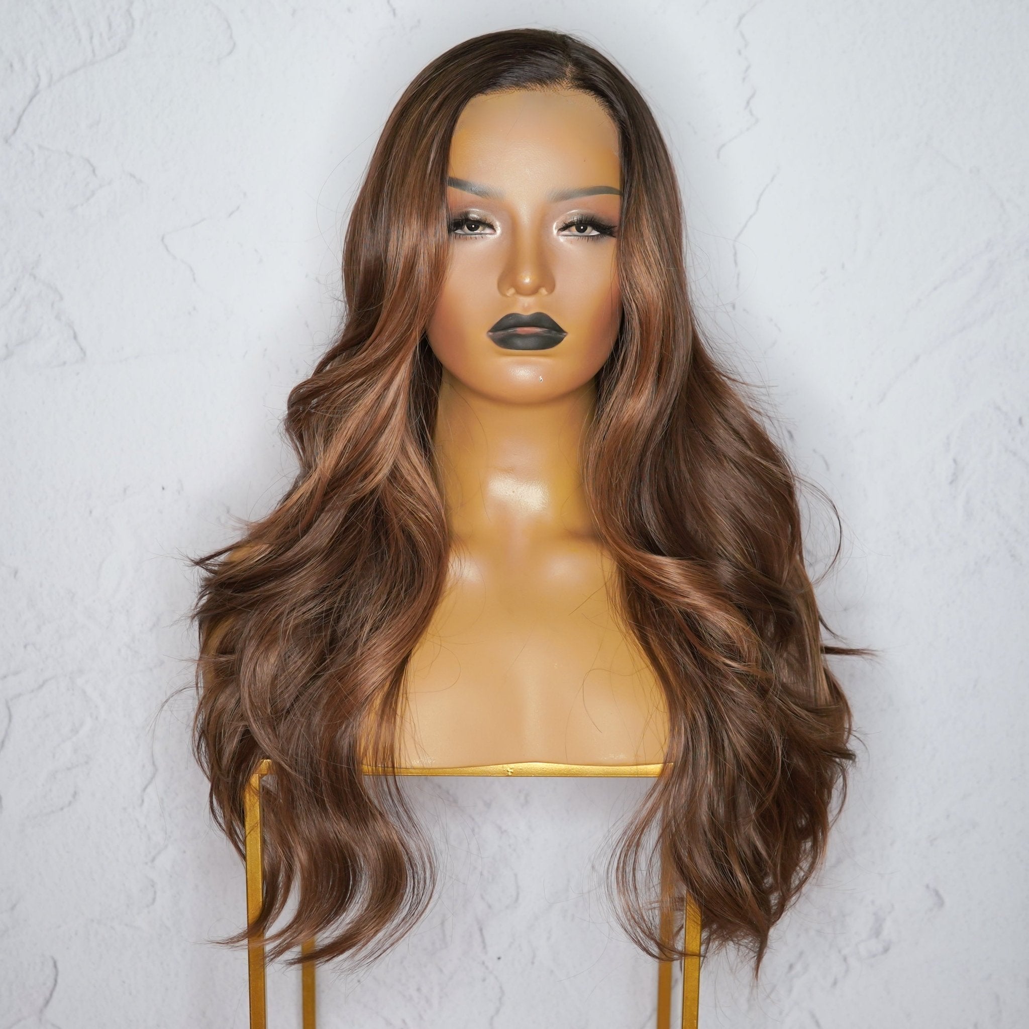 JOCELYN - Dark Chocolate Ombre - Lace Front Wig | Brown, 24 Inch, 13x6 Lace Front, Synthetic Hair | Milk & Honey Wigs
