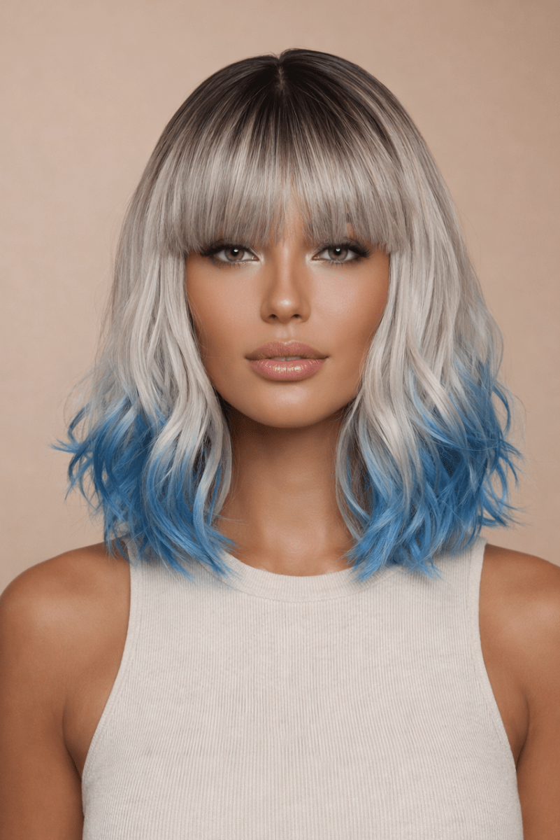 JORDAN - Ombre Blue - Fringe Wig | Blue, 12 Inch & Shorter, Fringe, Synthetic Hair | Milk & Honey Wigs