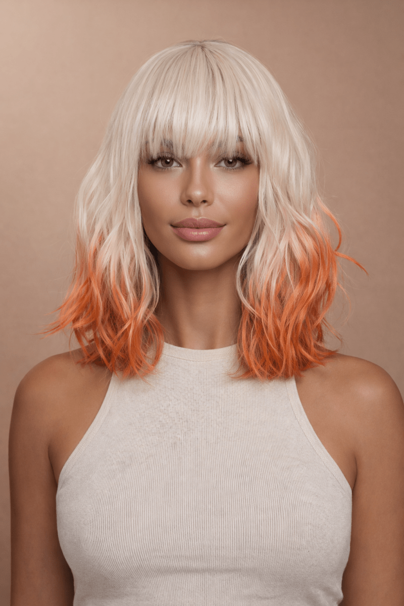 JORDAN - Ombre Orange - Fringe Wig | White, 12 Inch & Shorter, Fringe, Synthetic Hair | Milk & Honey Wigs