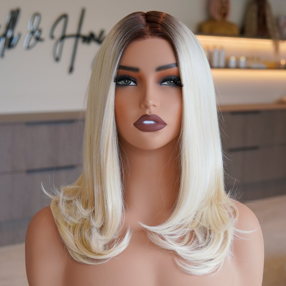 KEIRA - Ombre Blonde - Lace Front Wig | Blonde, 16 Inch, Mono Lace Front, Synthetic Hair | Milk & Honey Wigs