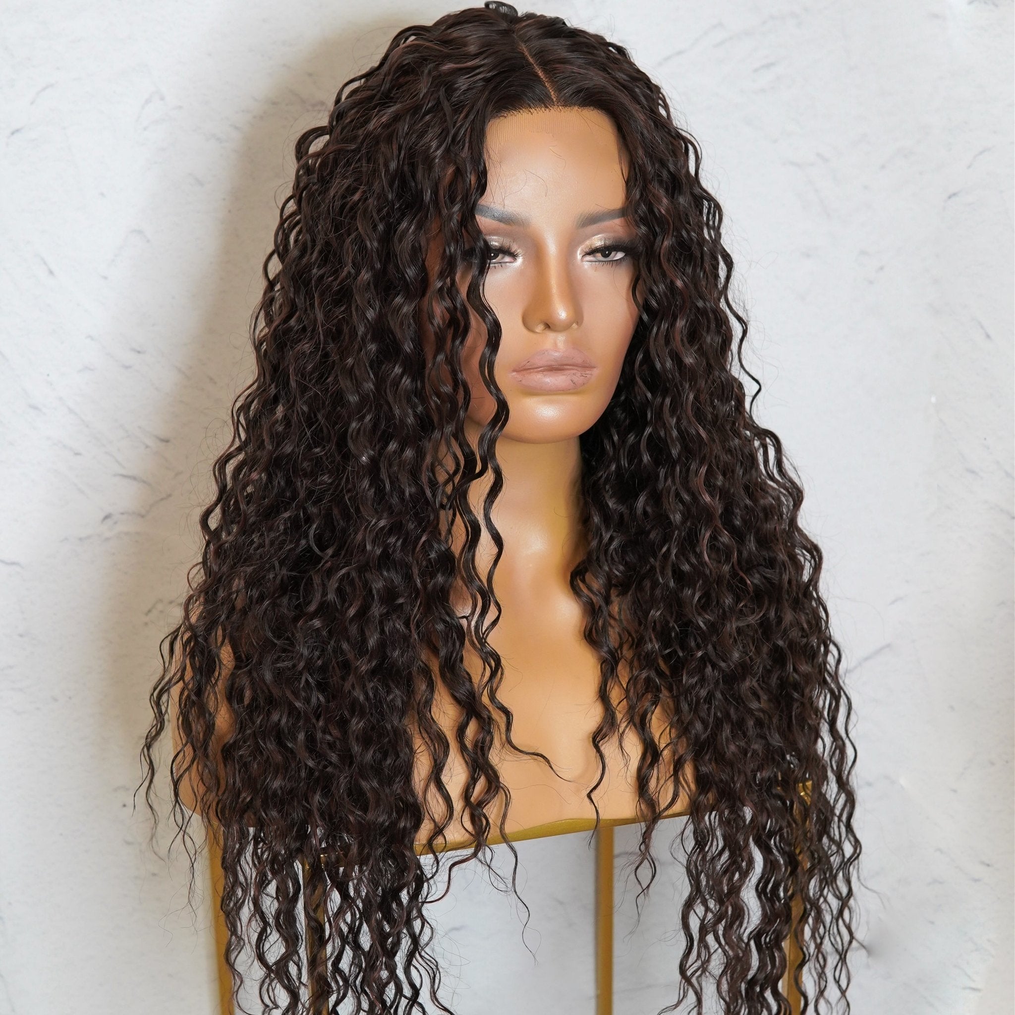 LALA - Darkest Brown - Lace Front Wig | Brown, 28 Inch+, T-Part Lace Front, Synthetic Hair | Milk & Honey Wigs