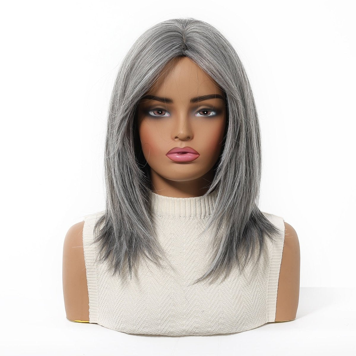 layered Natural Gray Wig - MARKETPLACE | Grey, Fringe, Synthetic Hair | Milk & Honey Wigs