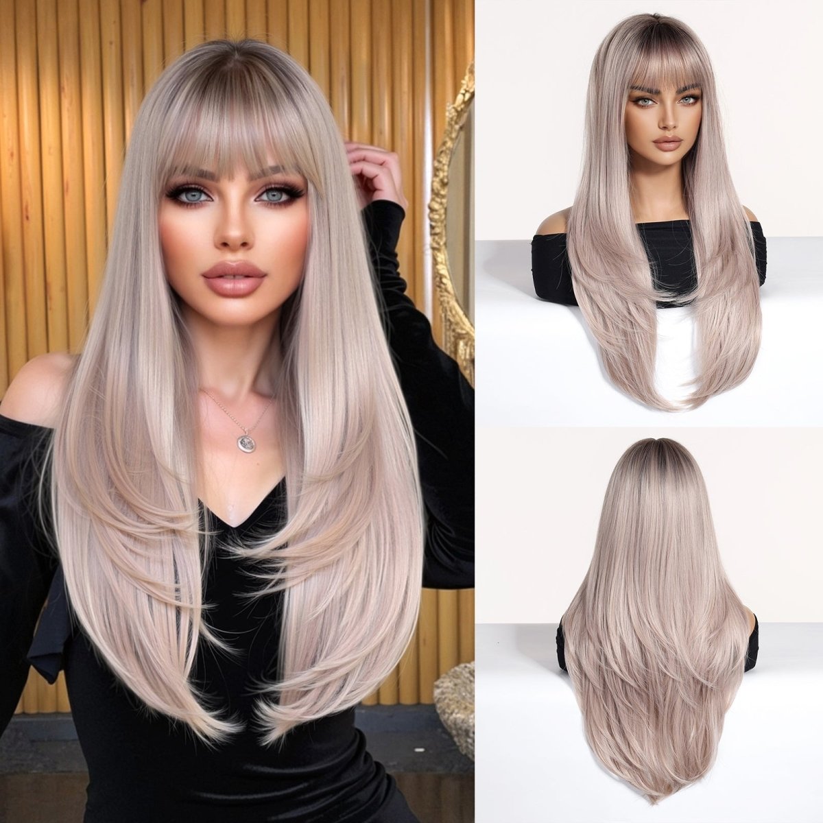 Layered Silver Blonde Wig - MARKETPLACE | Blonde, Fringe, Synthetic Hair | Milk & Honey Wigs
