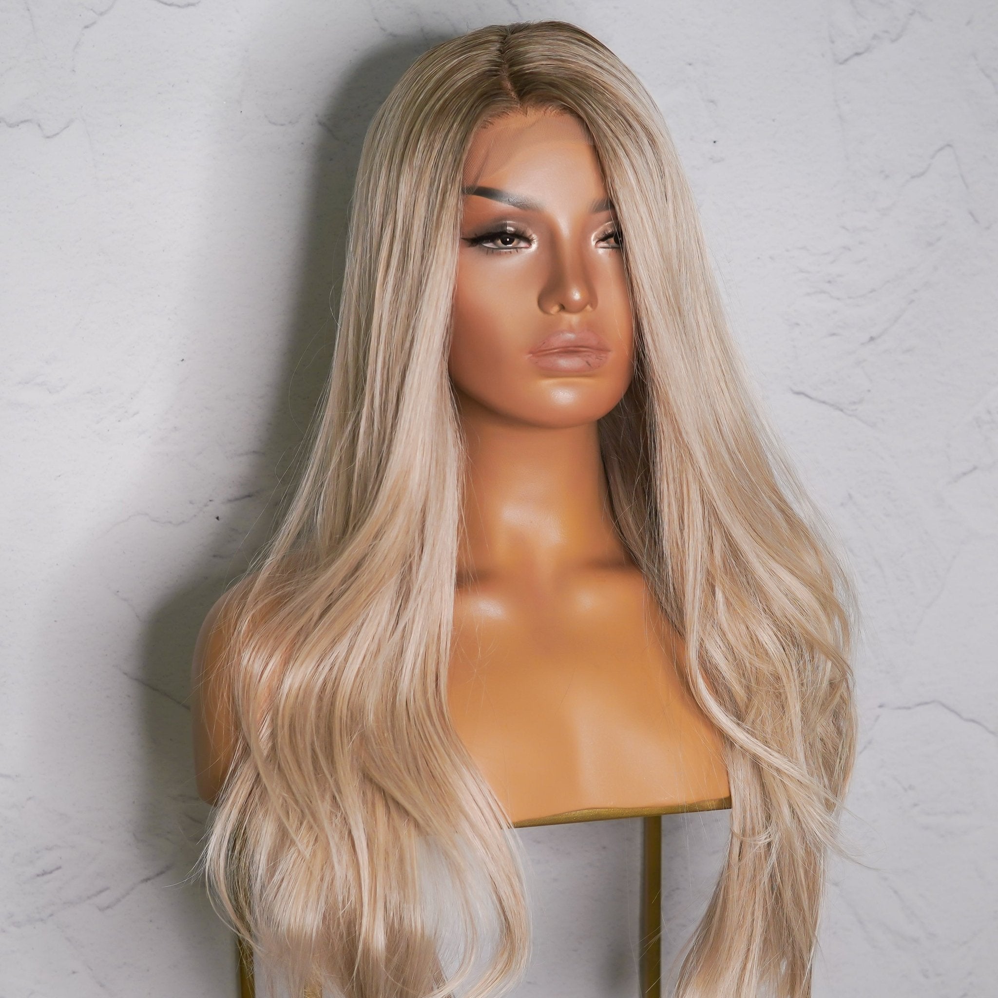 LEE - Ombre Blonde - Lace Front Wig | Blonde, 26 Inch, T-Part Lace Front, Synthetic Hair | Milk & Honey Wigs