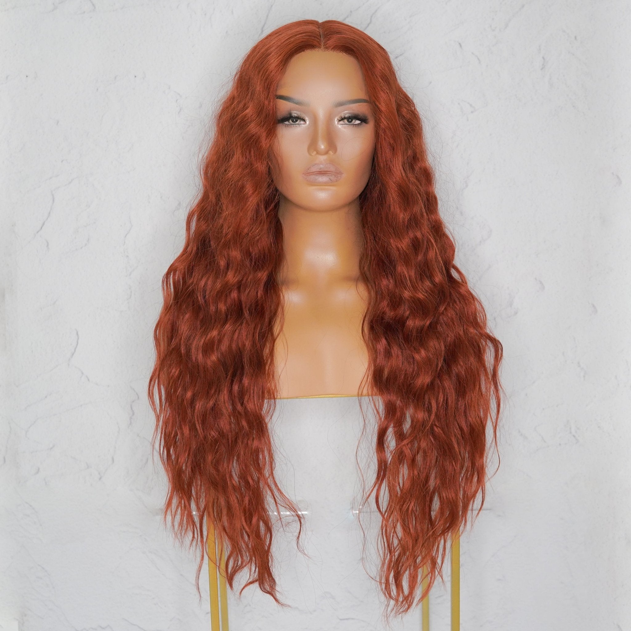 LILY - Auburn - Lace Front Wig | Ginger, 28 Inch+, T-Part Lace Front, Synthetic Hair | Milk & Honey Wigs